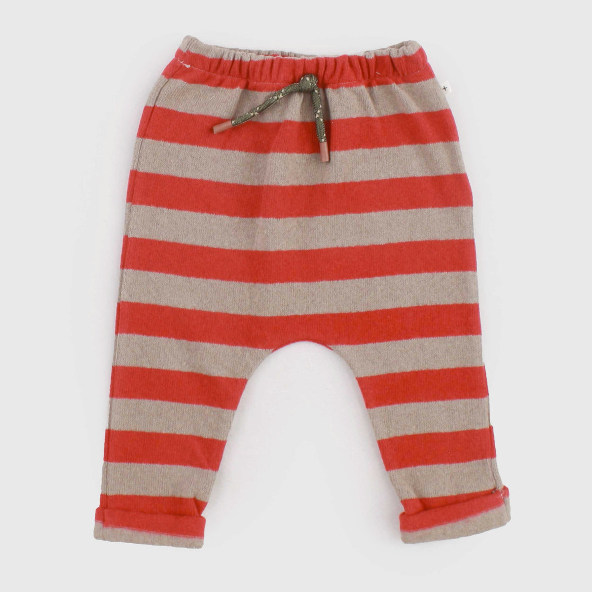 Beige and Red Striped Trousers for Newborn by ONE MORE IN THE FAMILY