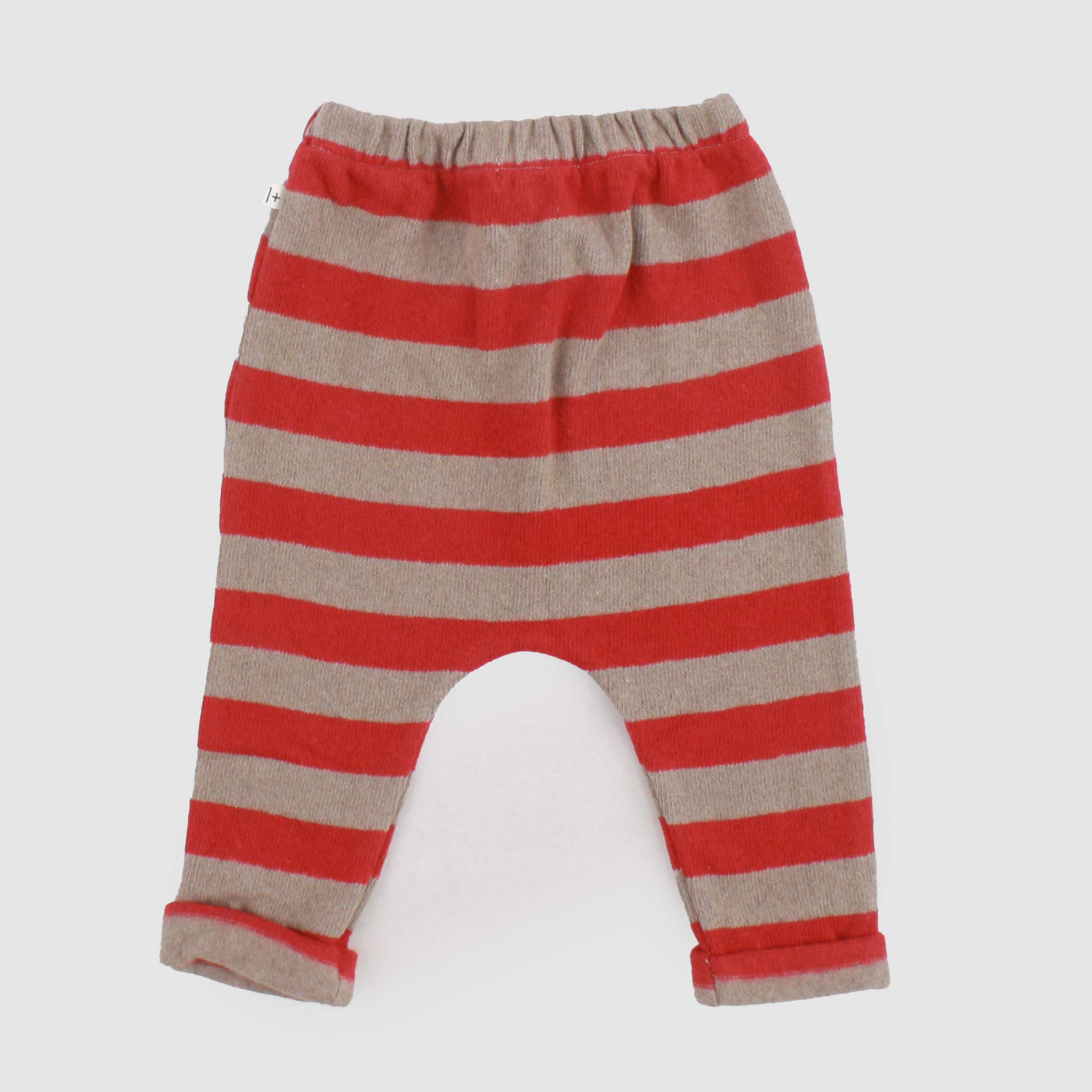 Beige and Red Striped Trousers for Newborn by ONE MORE IN THE FAMILY