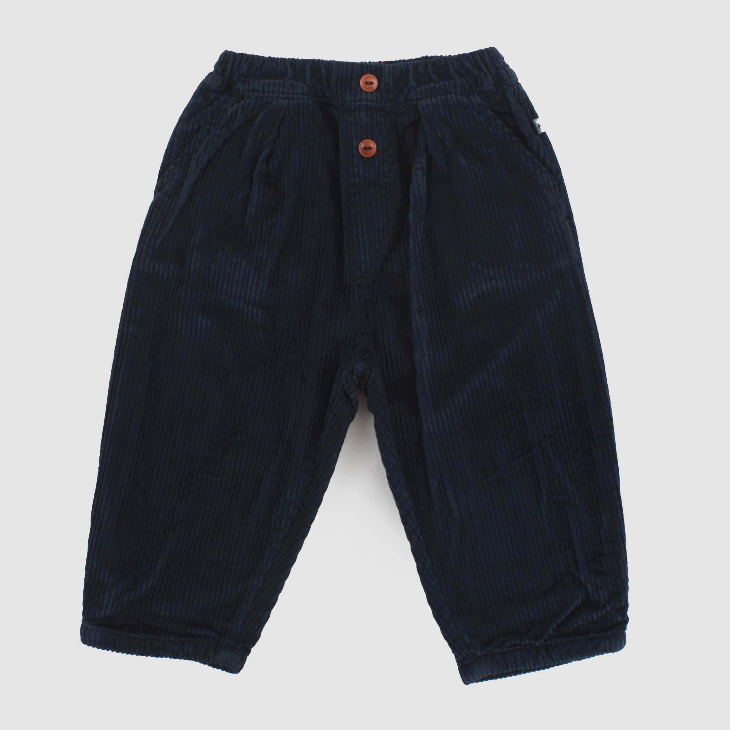 Blue Ribbed Velvet Trousers for Newborn by ONE MORE IN THE FAMILY