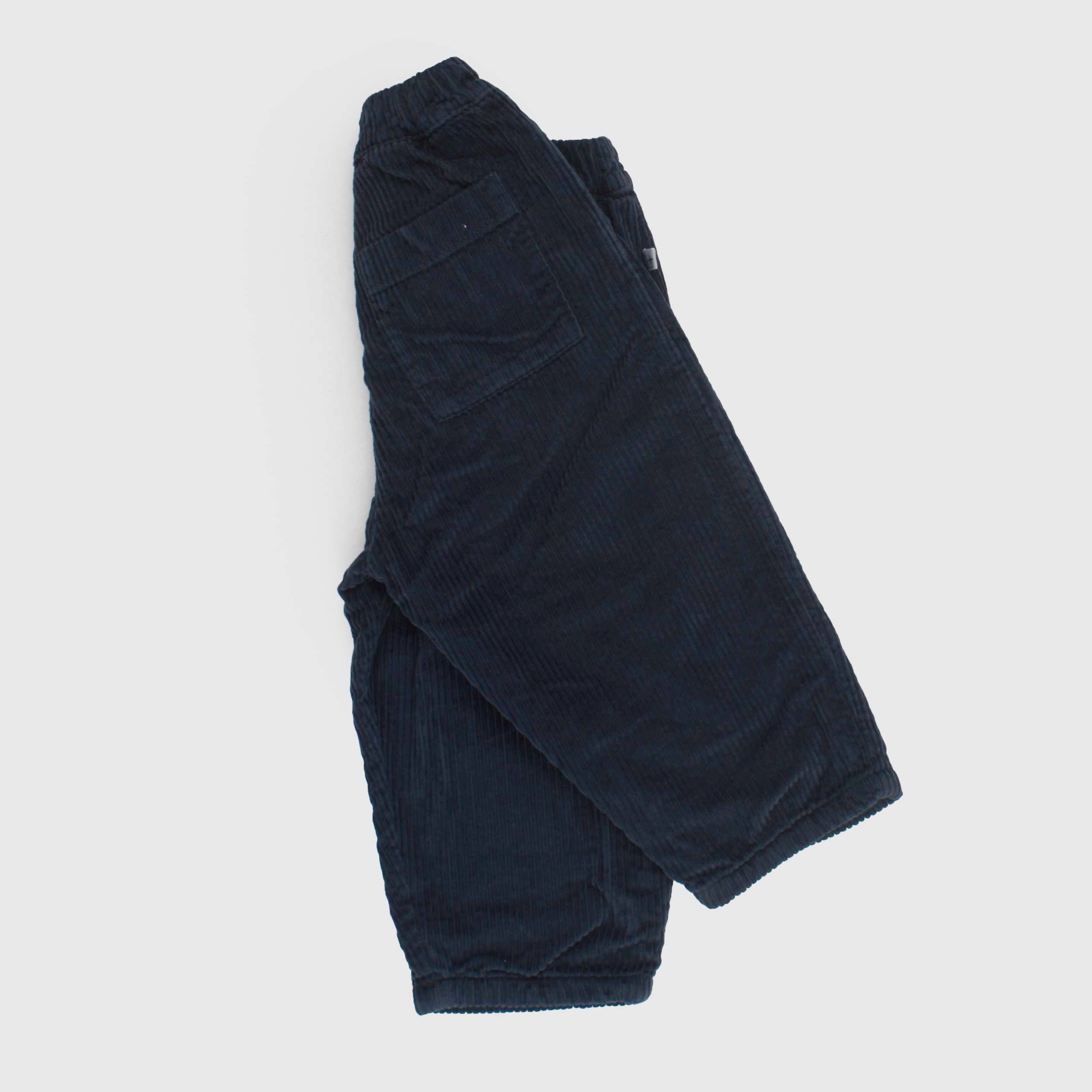 Blue Ribbed Velvet Trousers for Newborn by ONE MORE IN THE FAMILY