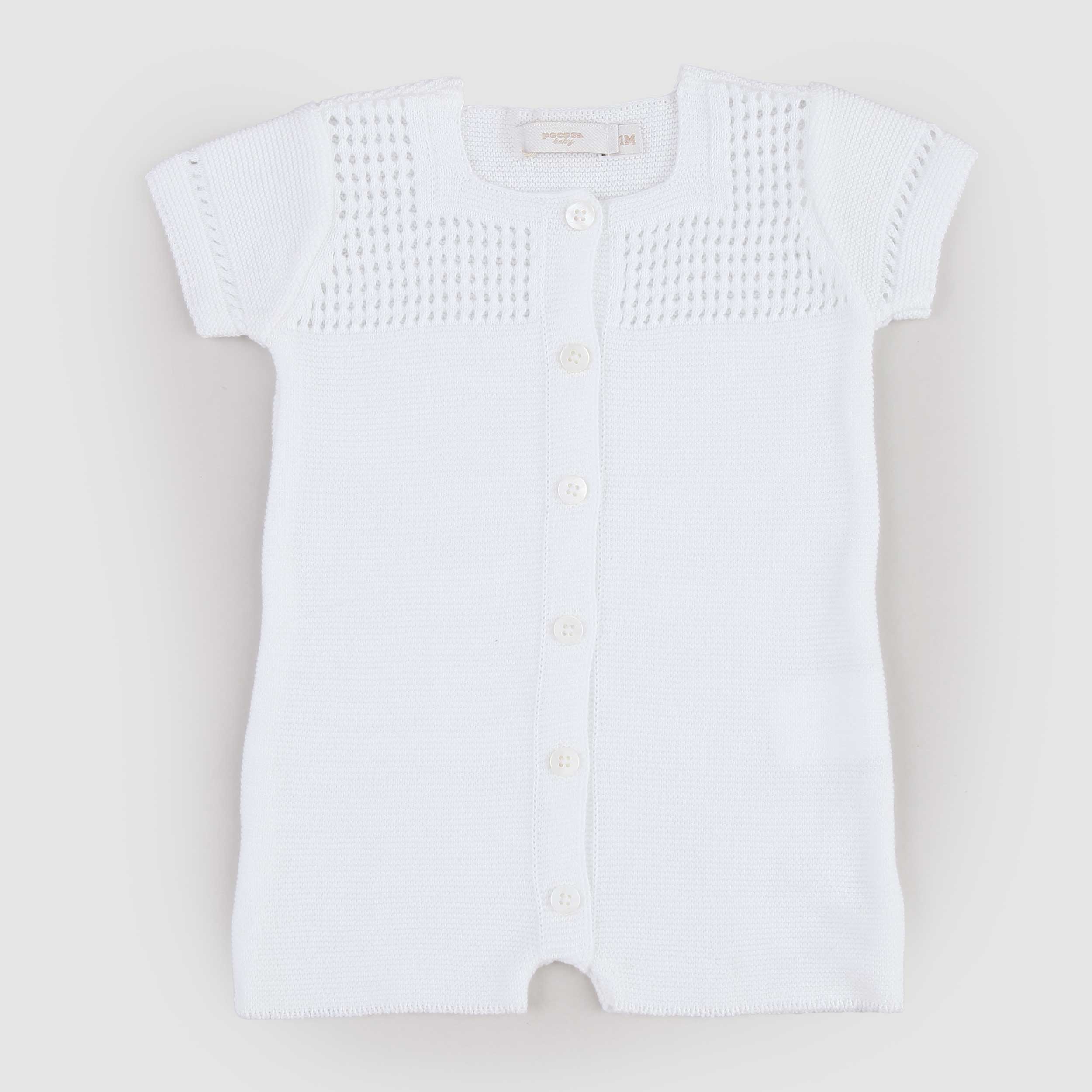 PECESA Short White Romper with Neckline