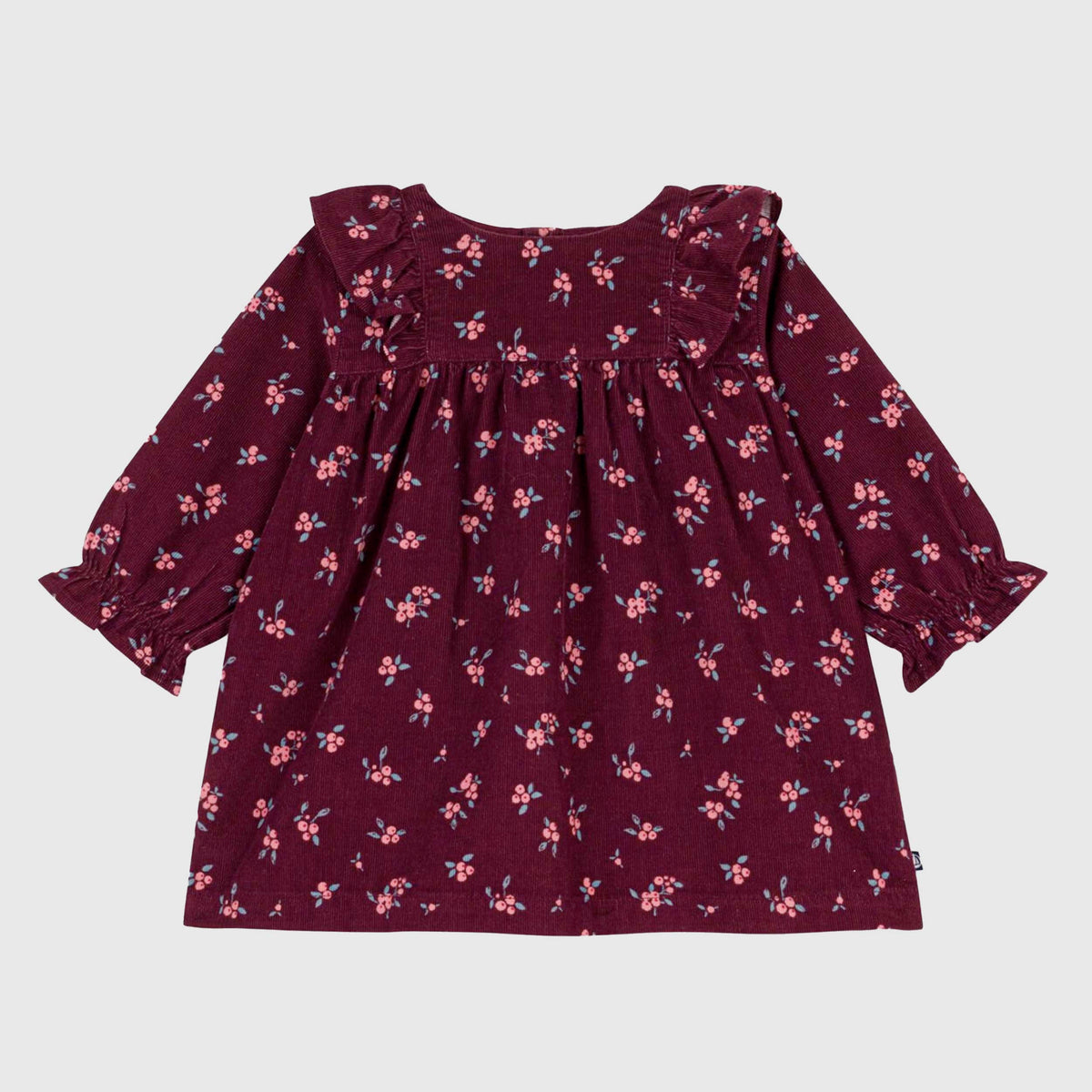 PETIT BATEAU Red Long Sleeve Velvet Dress for Girls