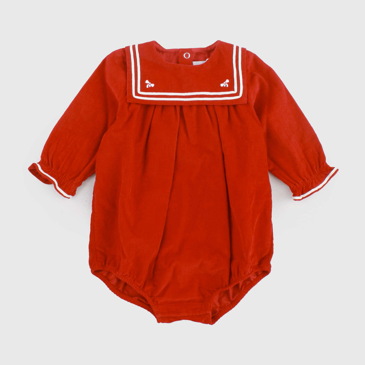Red Ribbed Velvet Strop for Newborn by PETIT BATEAU