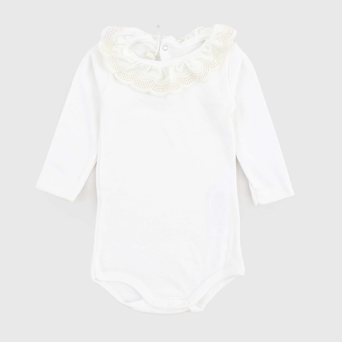 Body Latte with Lace on the Neck for Newborn by PETIT BATEAU