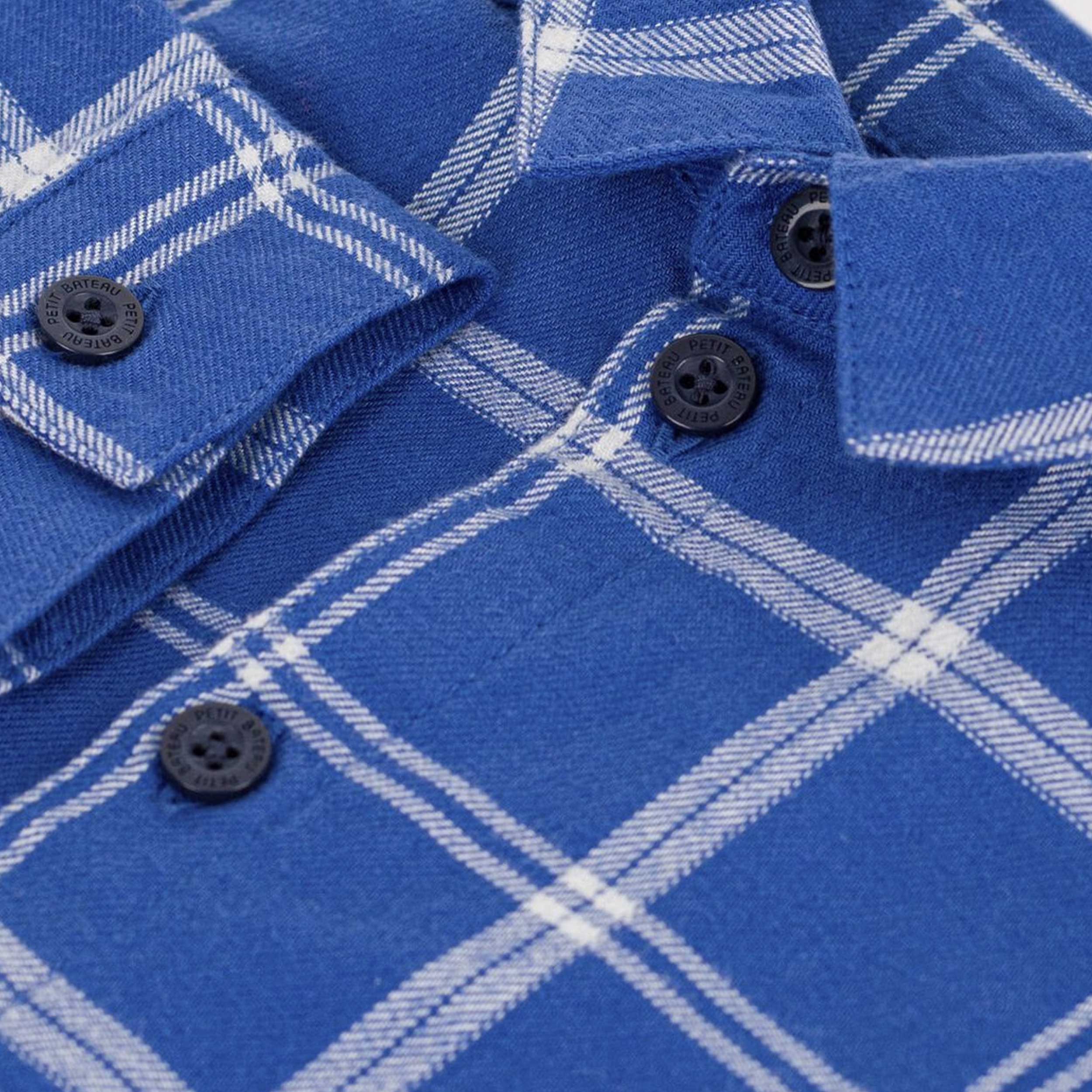 Camicia a Quadri Azzurra per Neonato by PETIT BATEAU