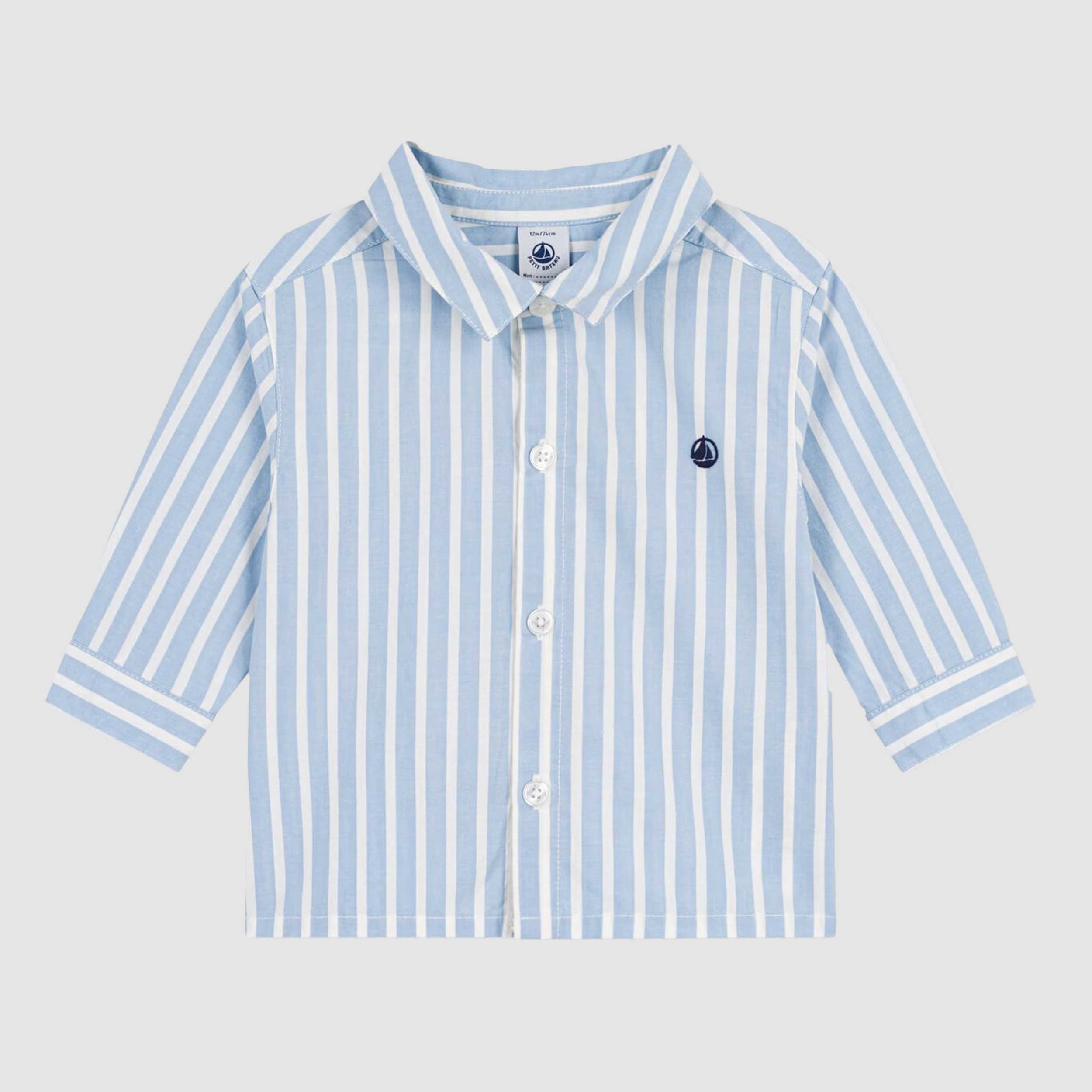 Camicia Azzurra a Righe Bianche Firmata PETIT BATEAU