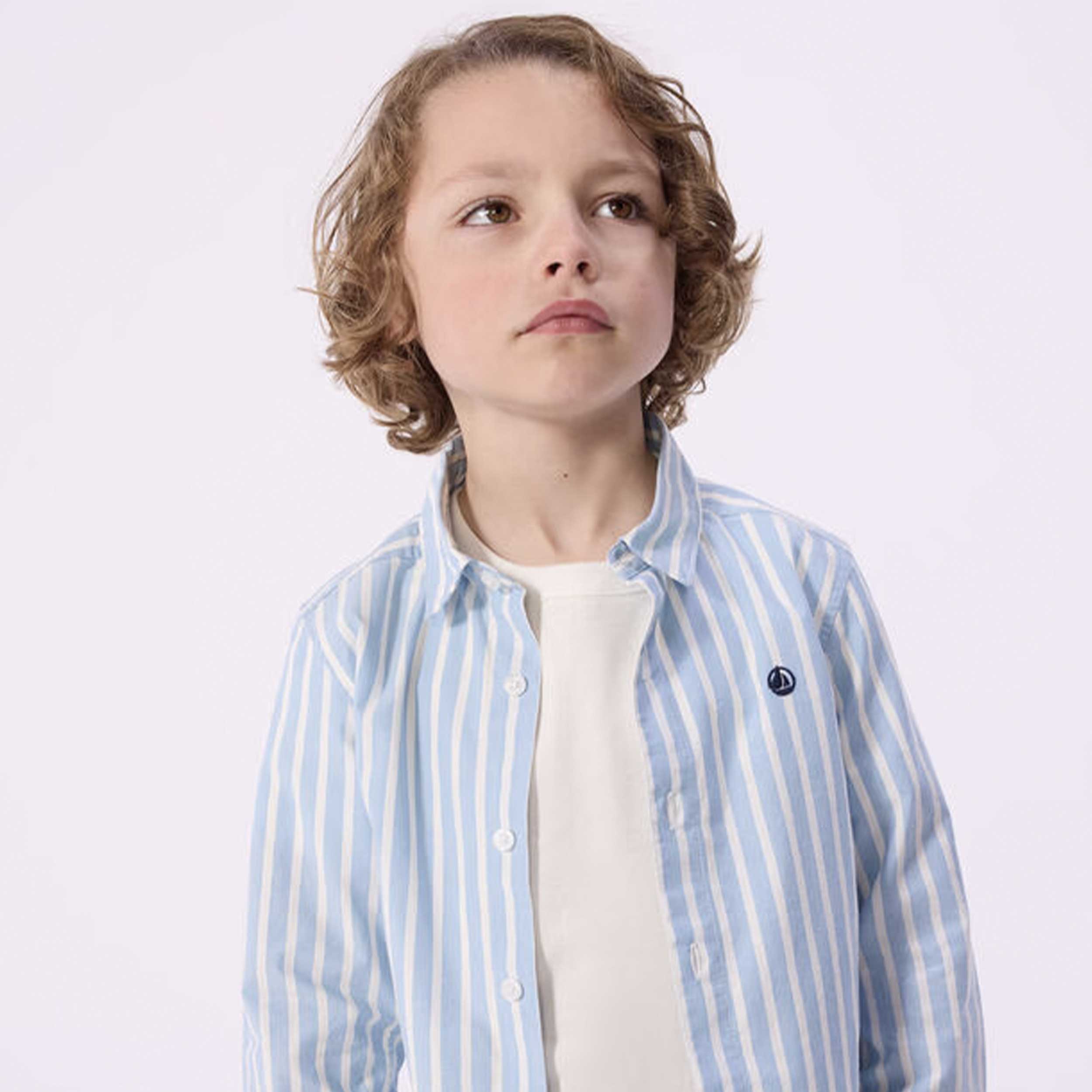 Blue and White Striped Shirt by PETIT BATEAU