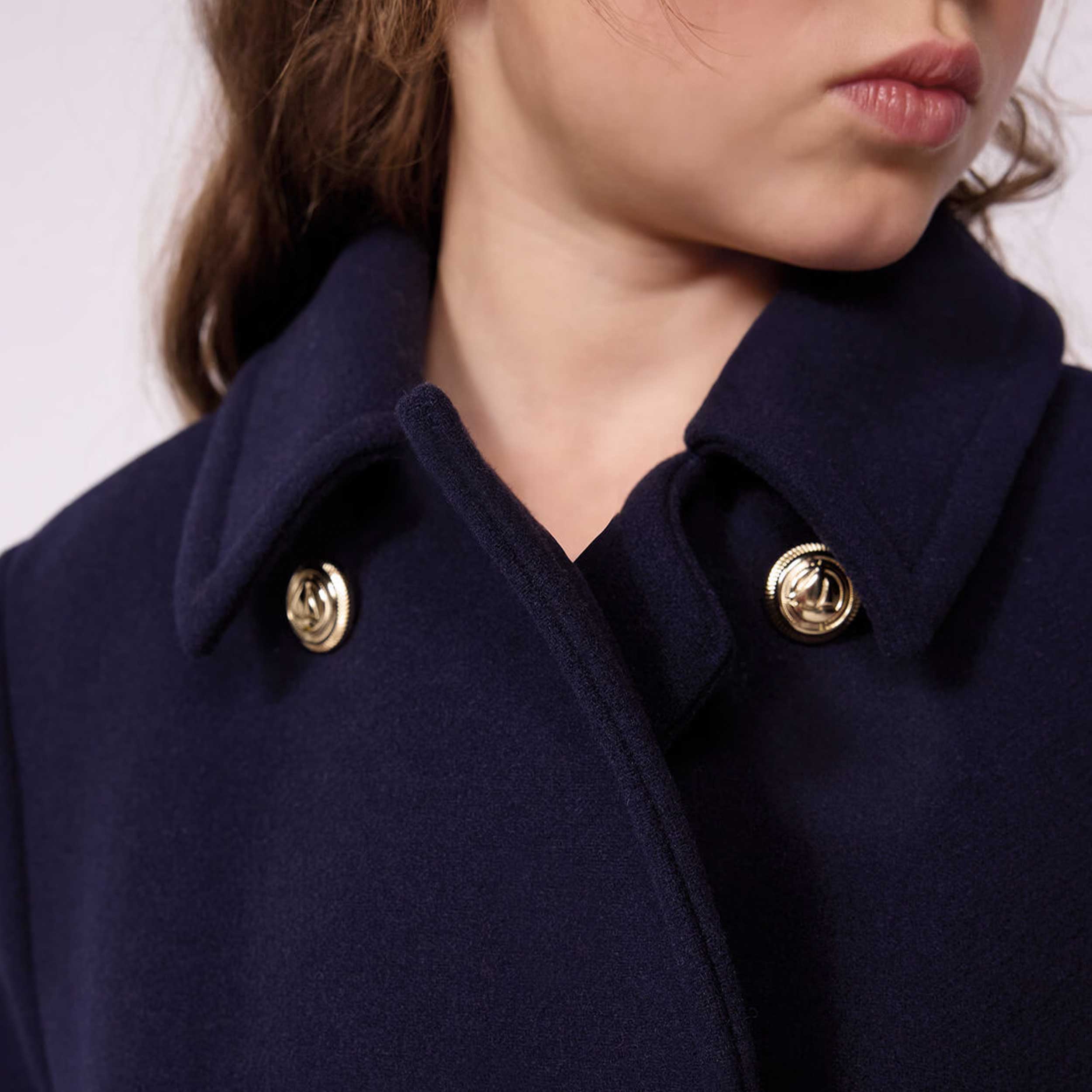 Caban Blue Double-breasted Jacket for Girls by PETIT BATEAU