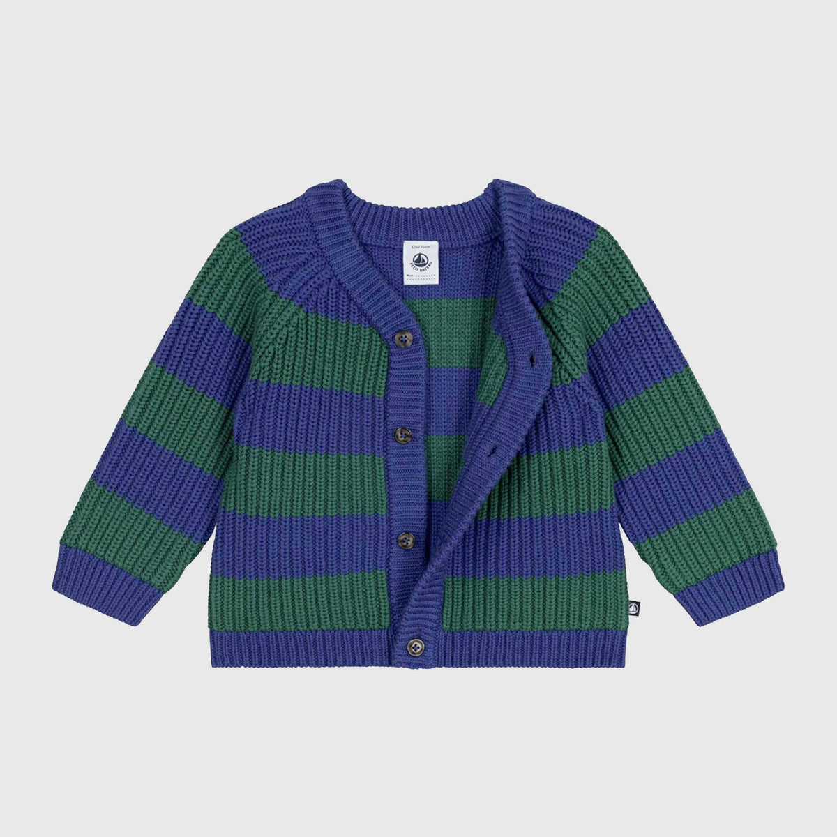 Cardigan Bicolore in Lana e Cotone per Neonato by PETIT BATEAU