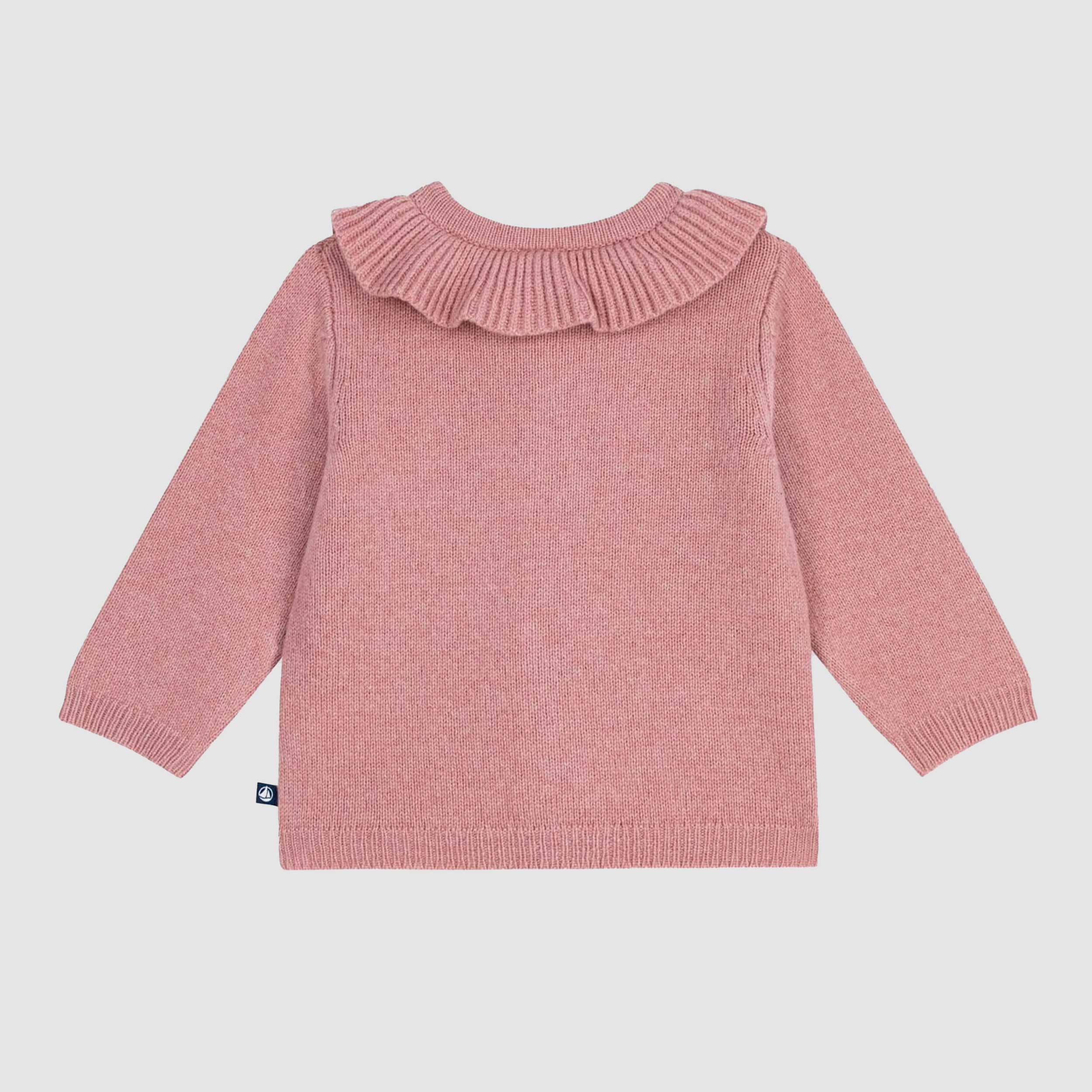 Cardigan Rosa Antico in Lana per Neonata by PETIT BATEAU