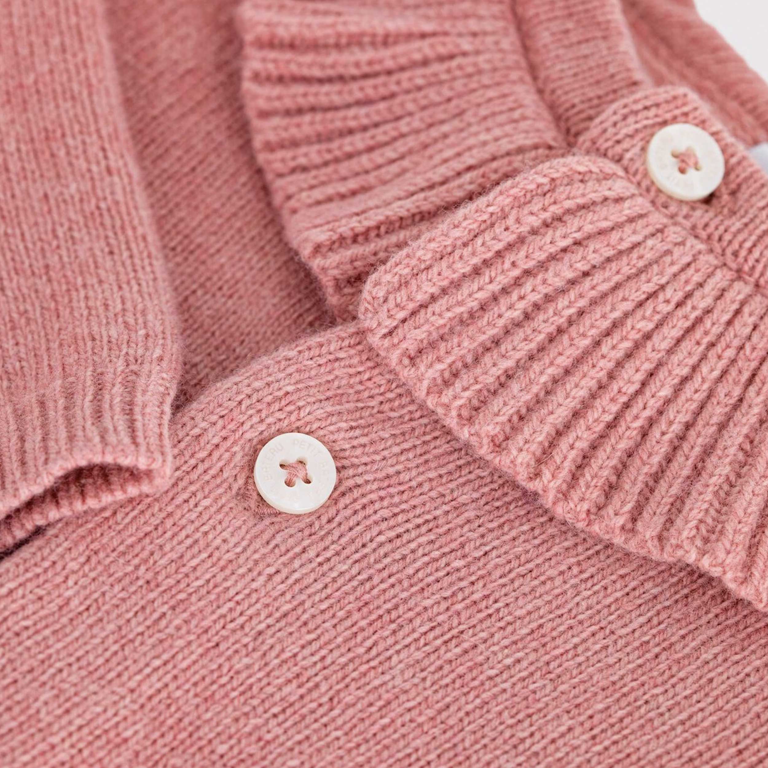Cardigan Rosa Antico in Lana per Neonata by PETIT BATEAU