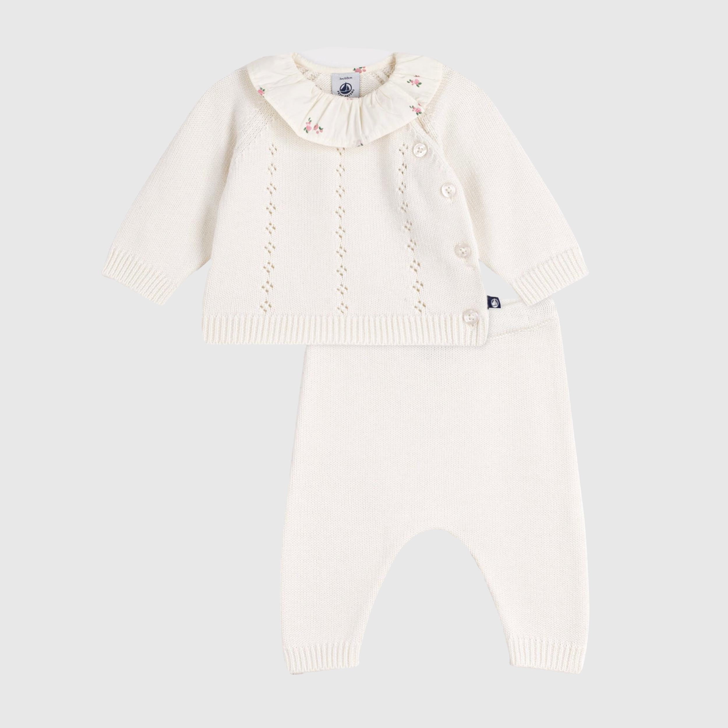 Wool Outfit with Floral Details by PETIT BATEAU