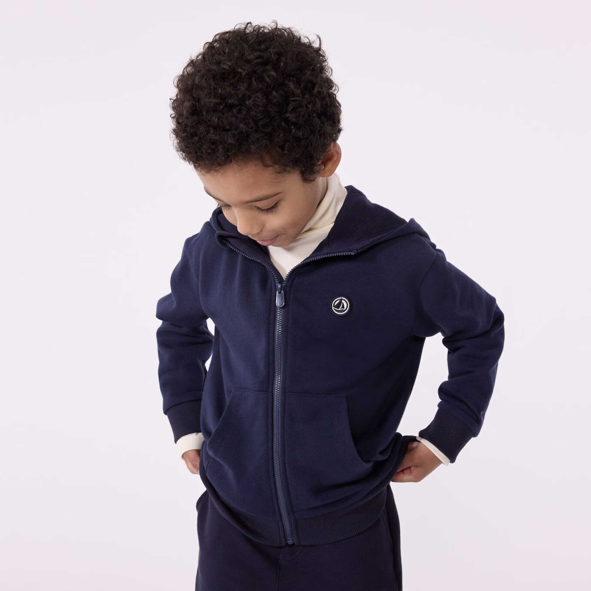 Felpa con Cappuccio e Logo Applicato Firmata PETIT BATEAU