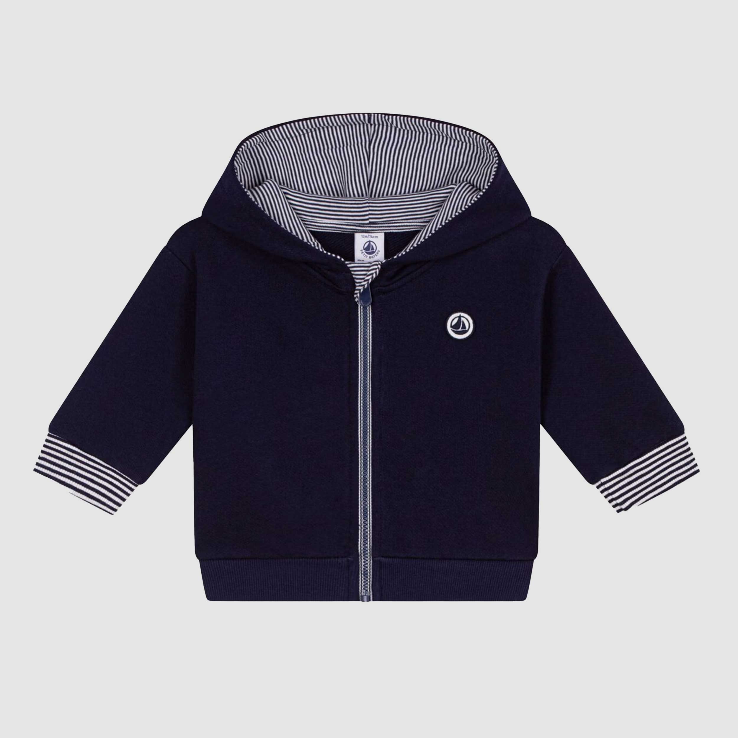 Felpa Foderata Blu con Cappuccio Firmata PETIT BATEAU