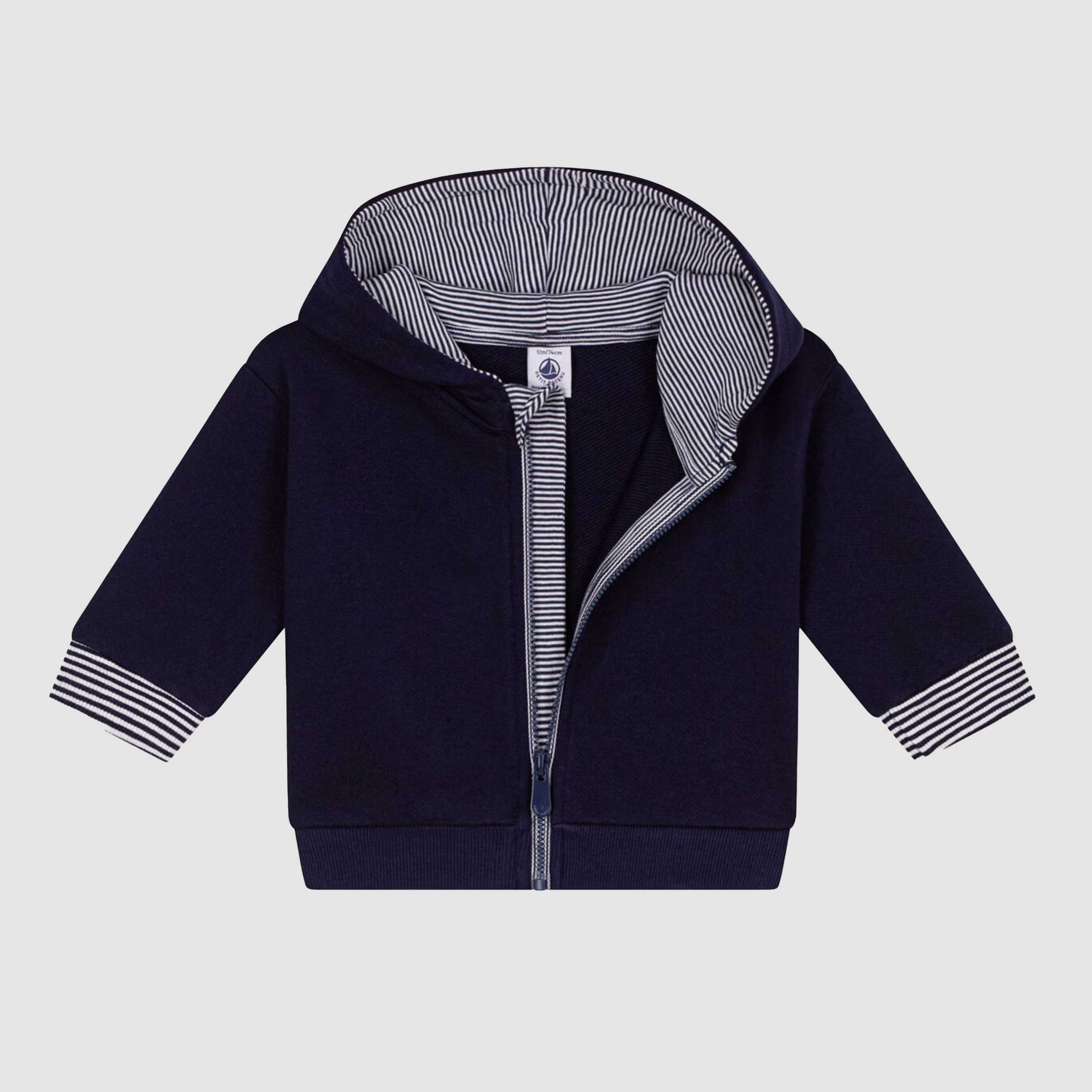 Felpa Foderata Blu con Cappuccio Firmata PETIT BATEAU