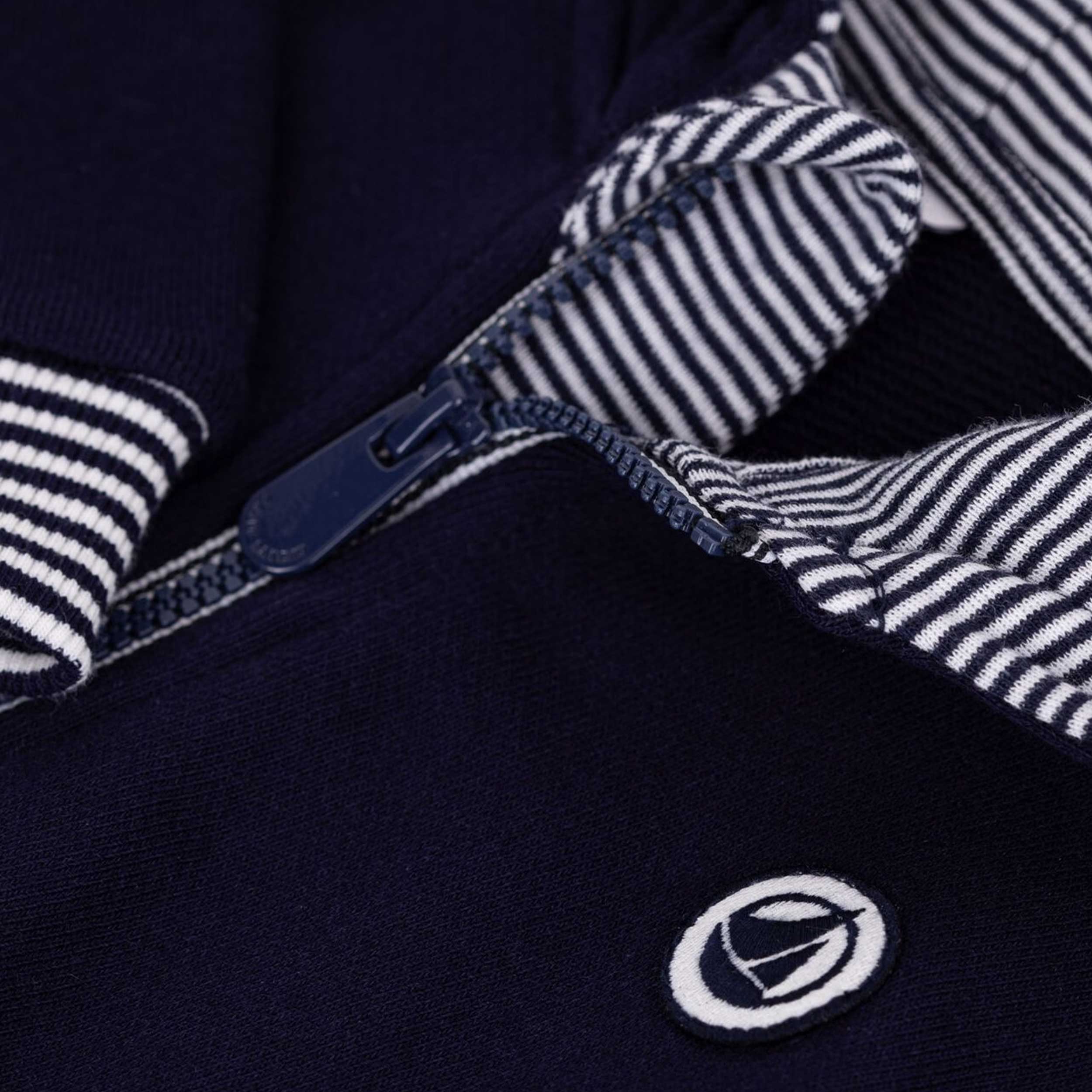 Felpa Foderata Blu con Cappuccio Firmata PETIT BATEAU