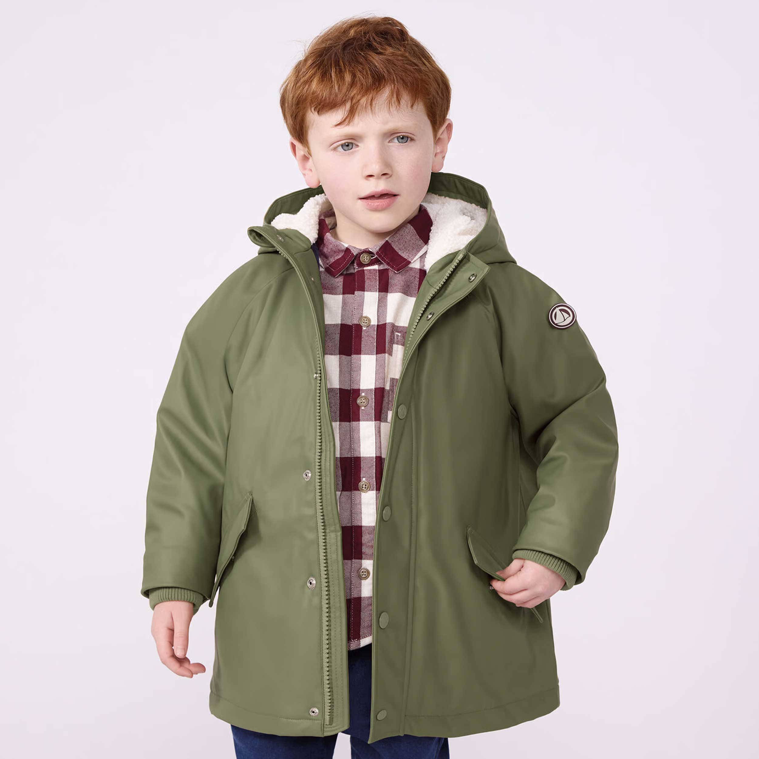 Impermeabile Verde con Interno Trapuntato By PETIT BATEAU
