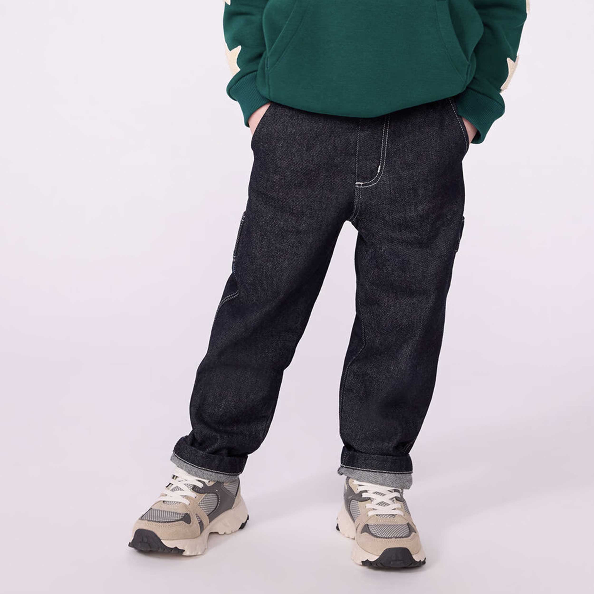 Dark Blue Drawstring Jeans for Baby By PETIT BATEAU