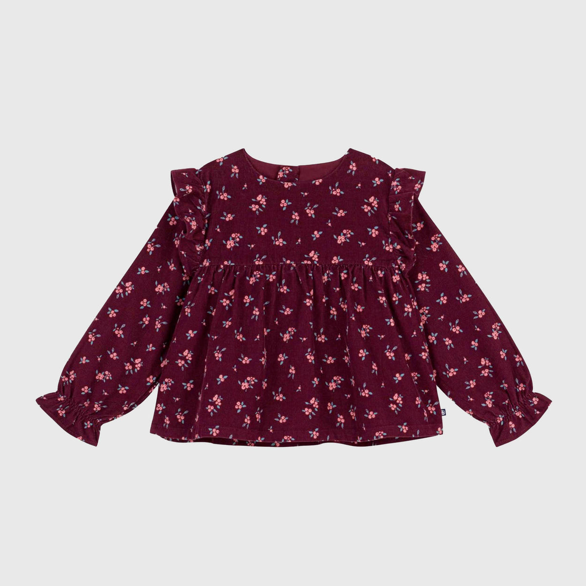 Blusa Bordeaux in Velluto a Coste per Bambina by PETIT BATEAU