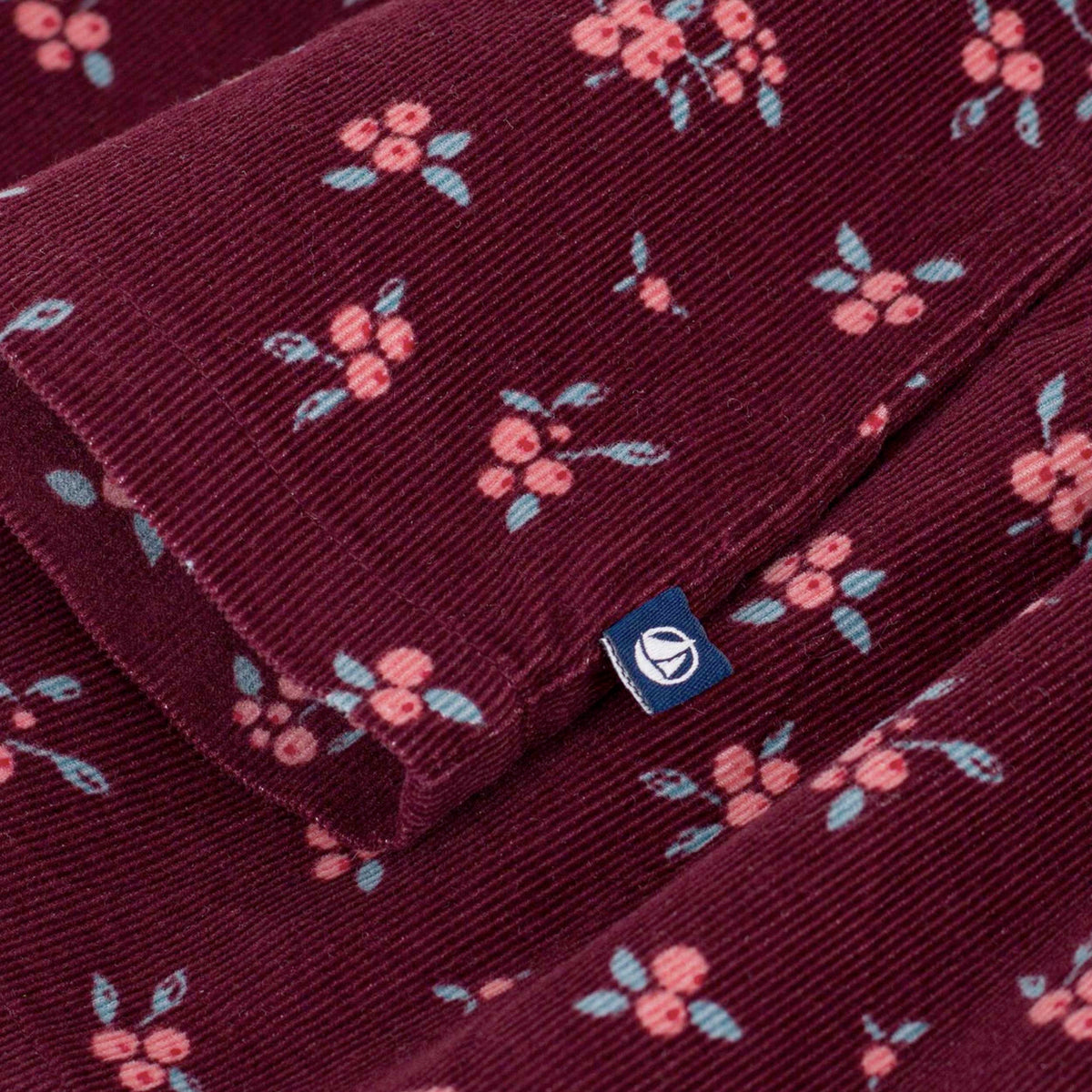 Blusa Bordeaux in Velluto a Coste per Bambina by PETIT BATEAU