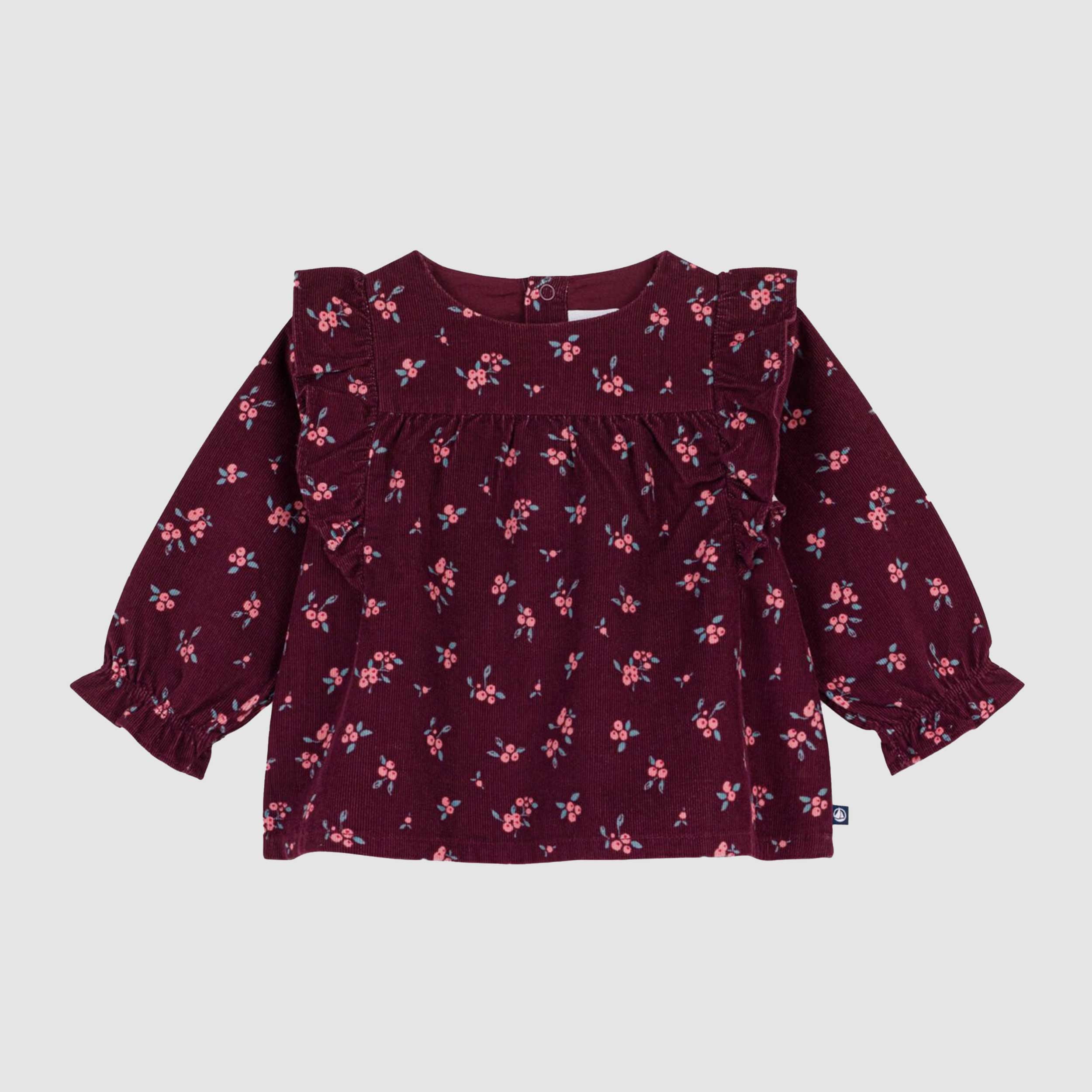 Bordeaux Blouse in Ribbed Velvet for Neonata by PETIT BATEAU