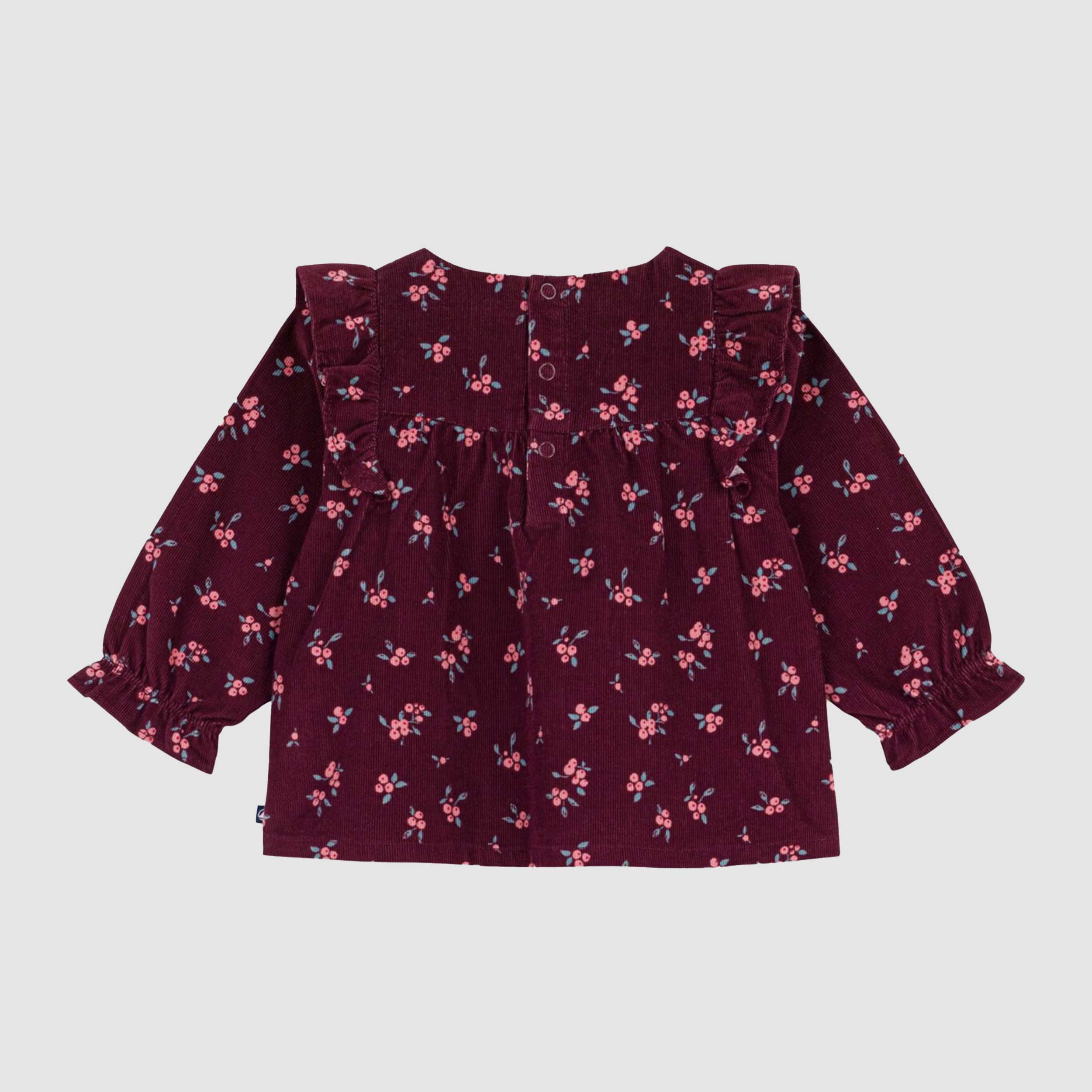Bordeaux Blouse in Ribbed Velvet for Neonata by PETIT BATEAU