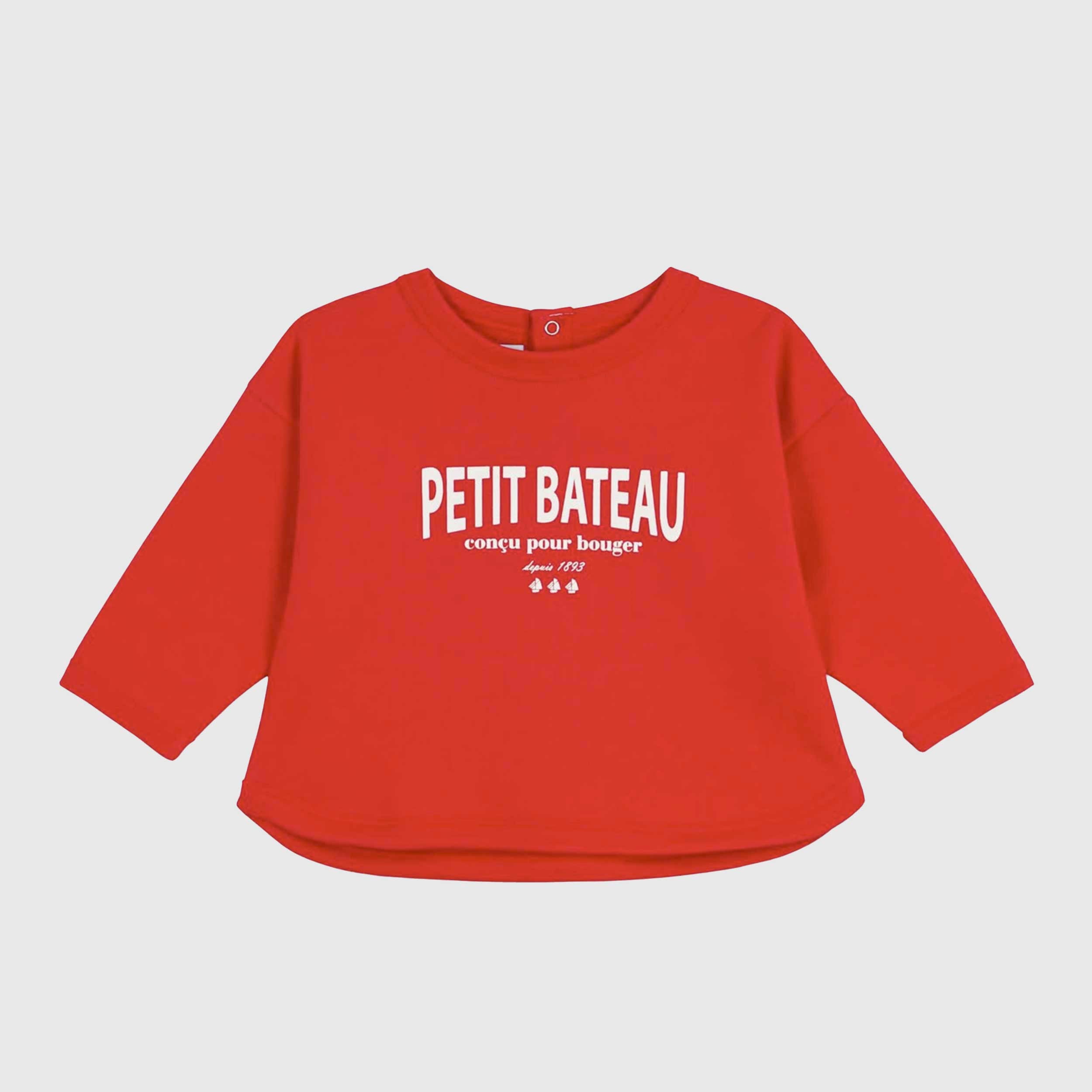Felpa Rossa in Cotone con Logo Firmata PETIT BATEAU
