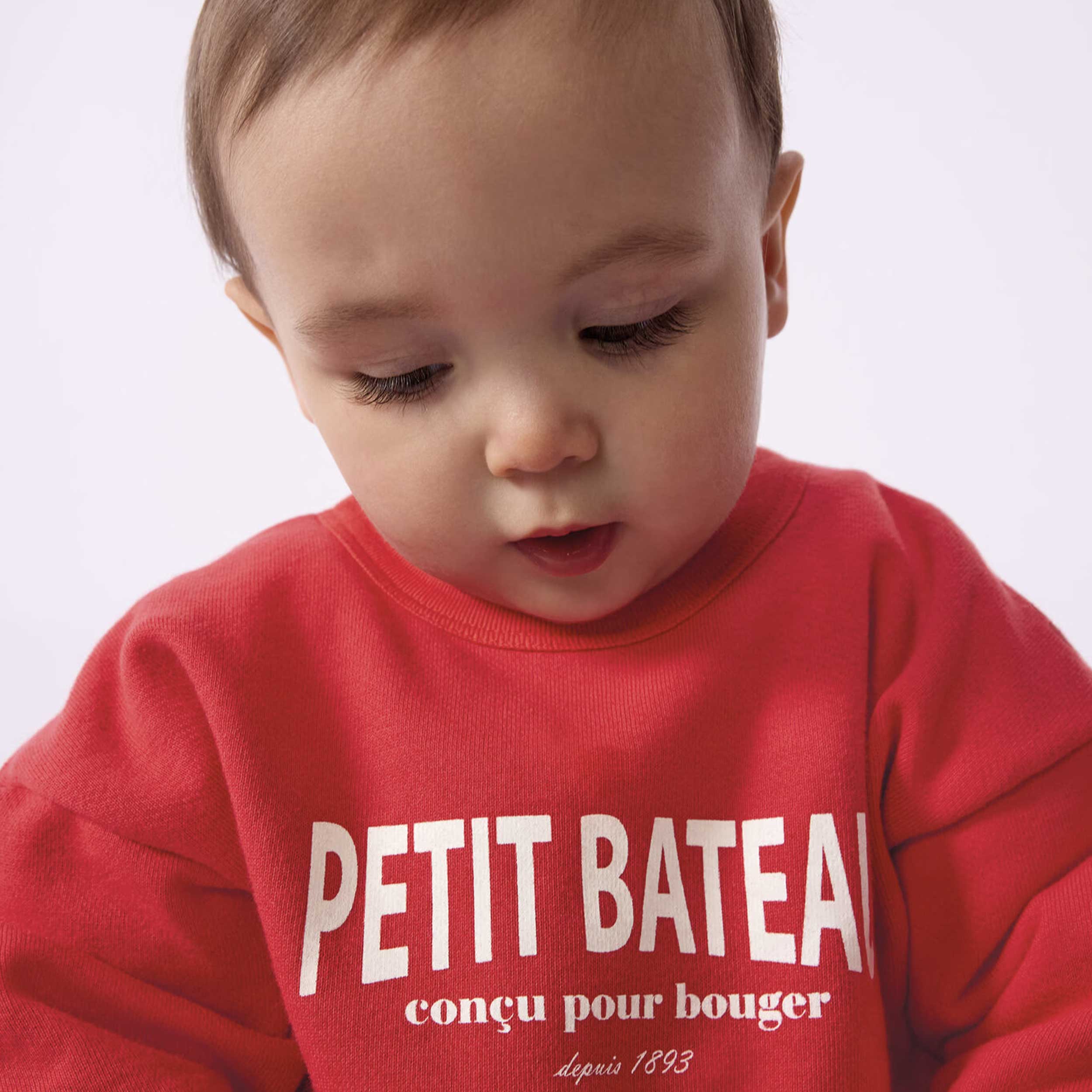 Felpa Rossa in Cotone con Logo Firmata PETIT BATEAU