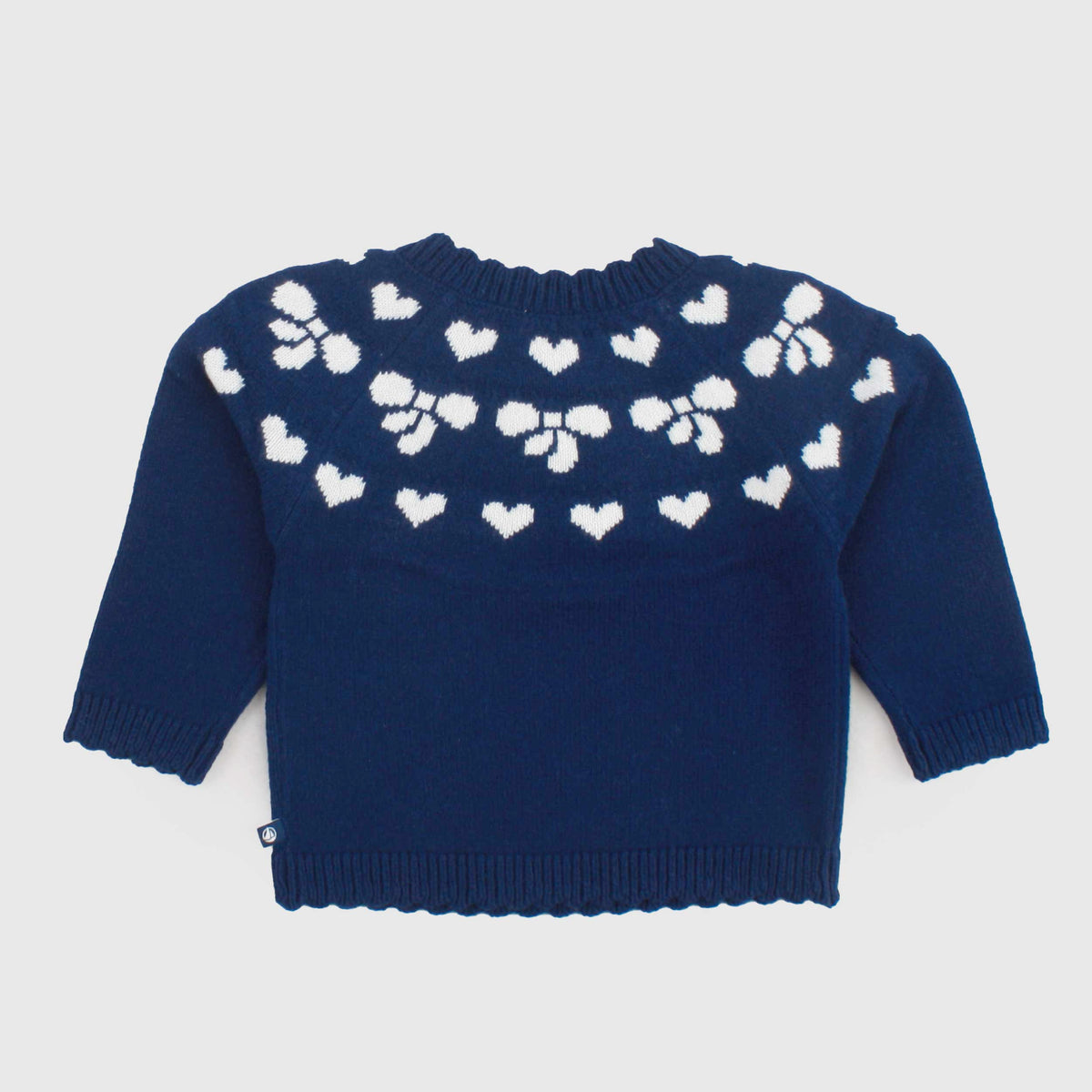 Blue Wool Button-Up Baby Girl T-Shirt by PETIT BATEAU
