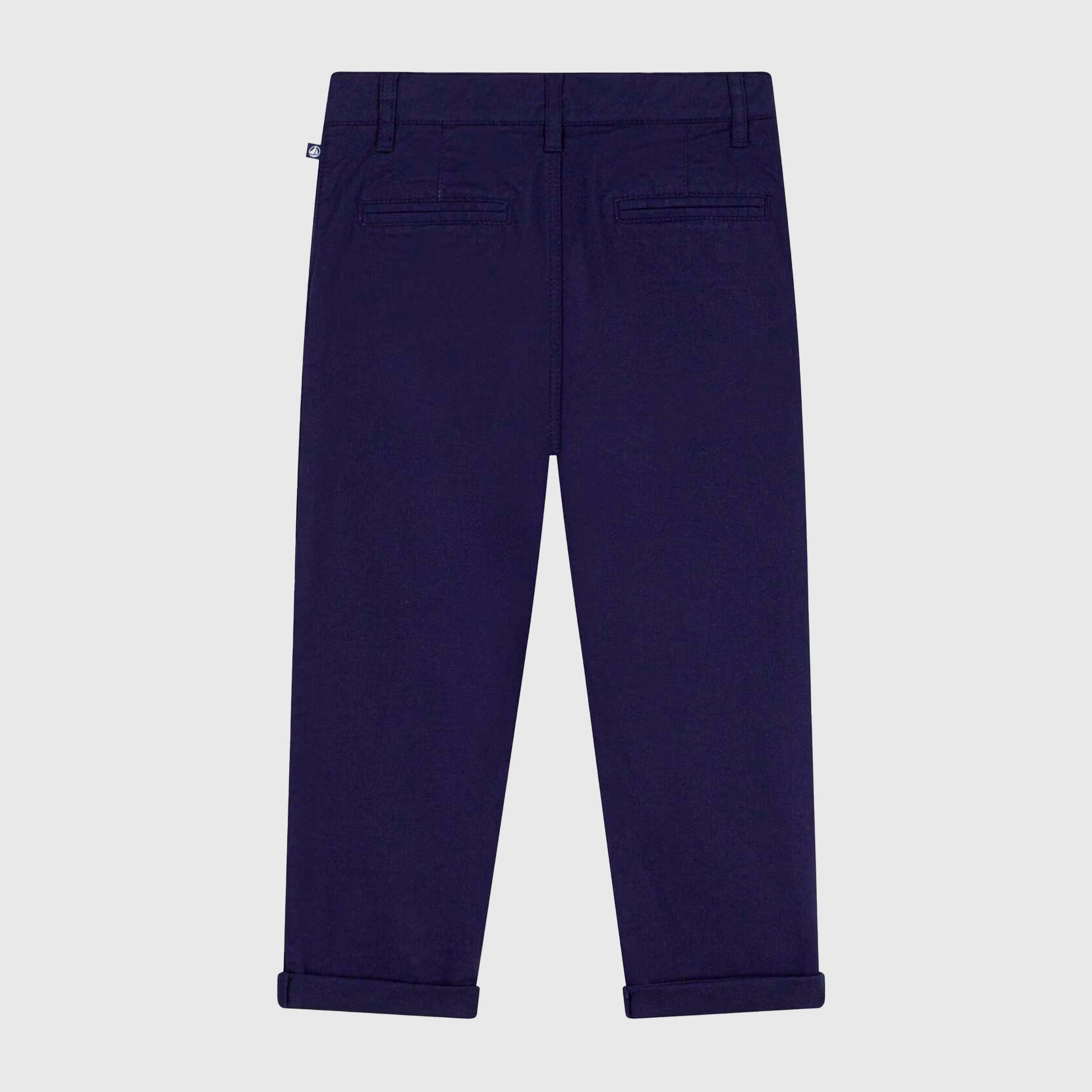 Navy Blue Trousers in Cotton by PETIT BATEAU