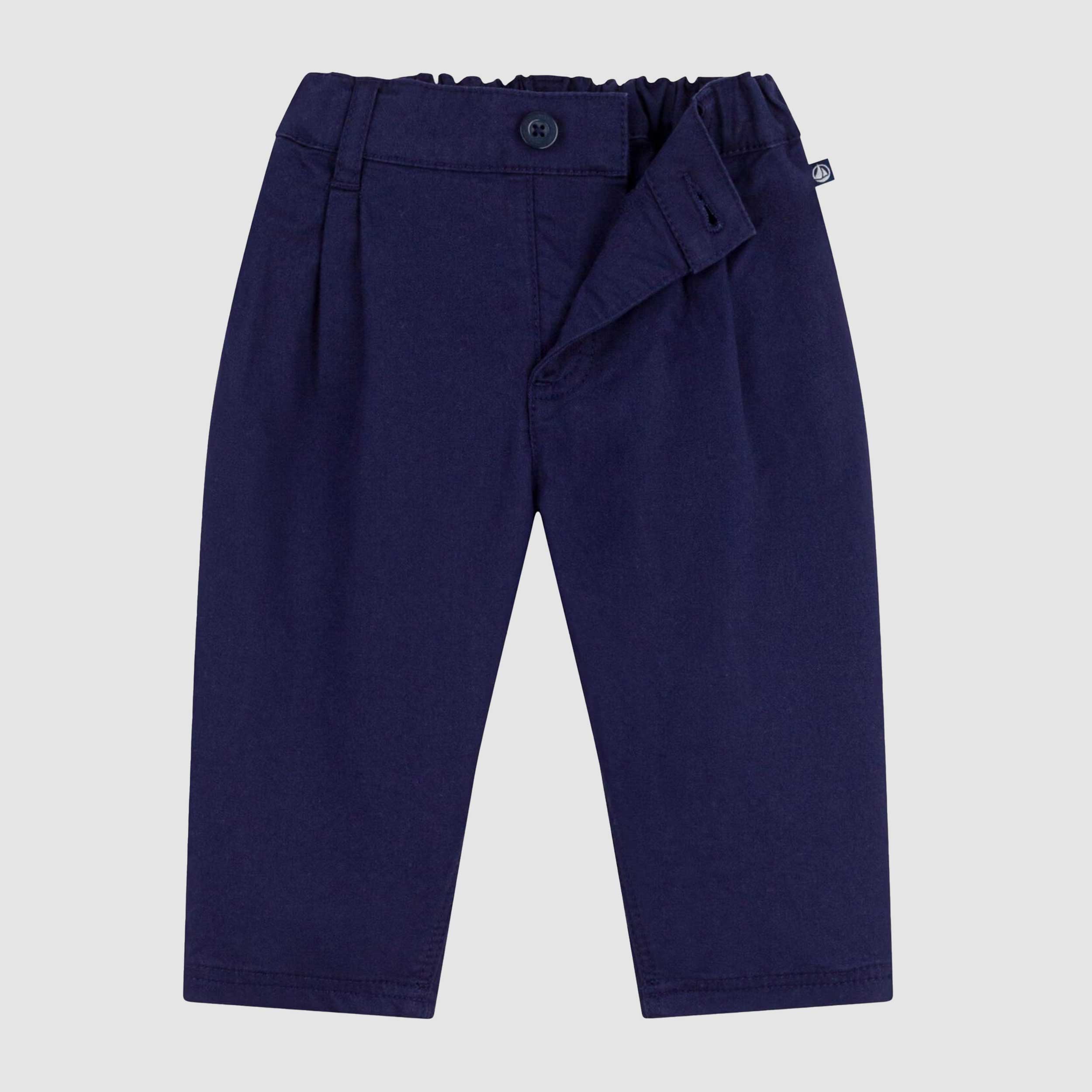 Plain Blue Serge Trousers by PETIT BATEAU