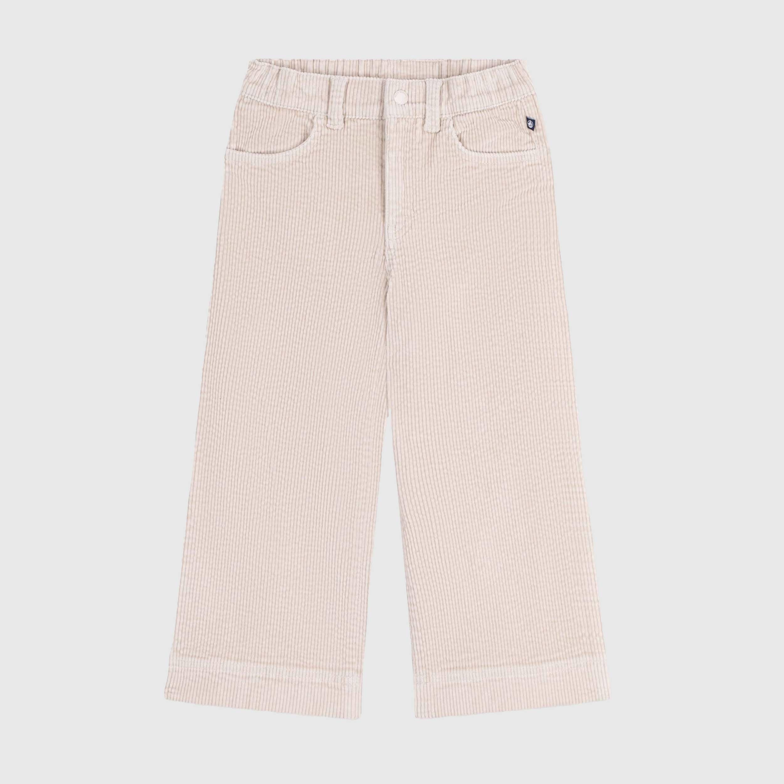 Pantalone Beige in Velluto a Coste per Bambina by PETIT BATEAU