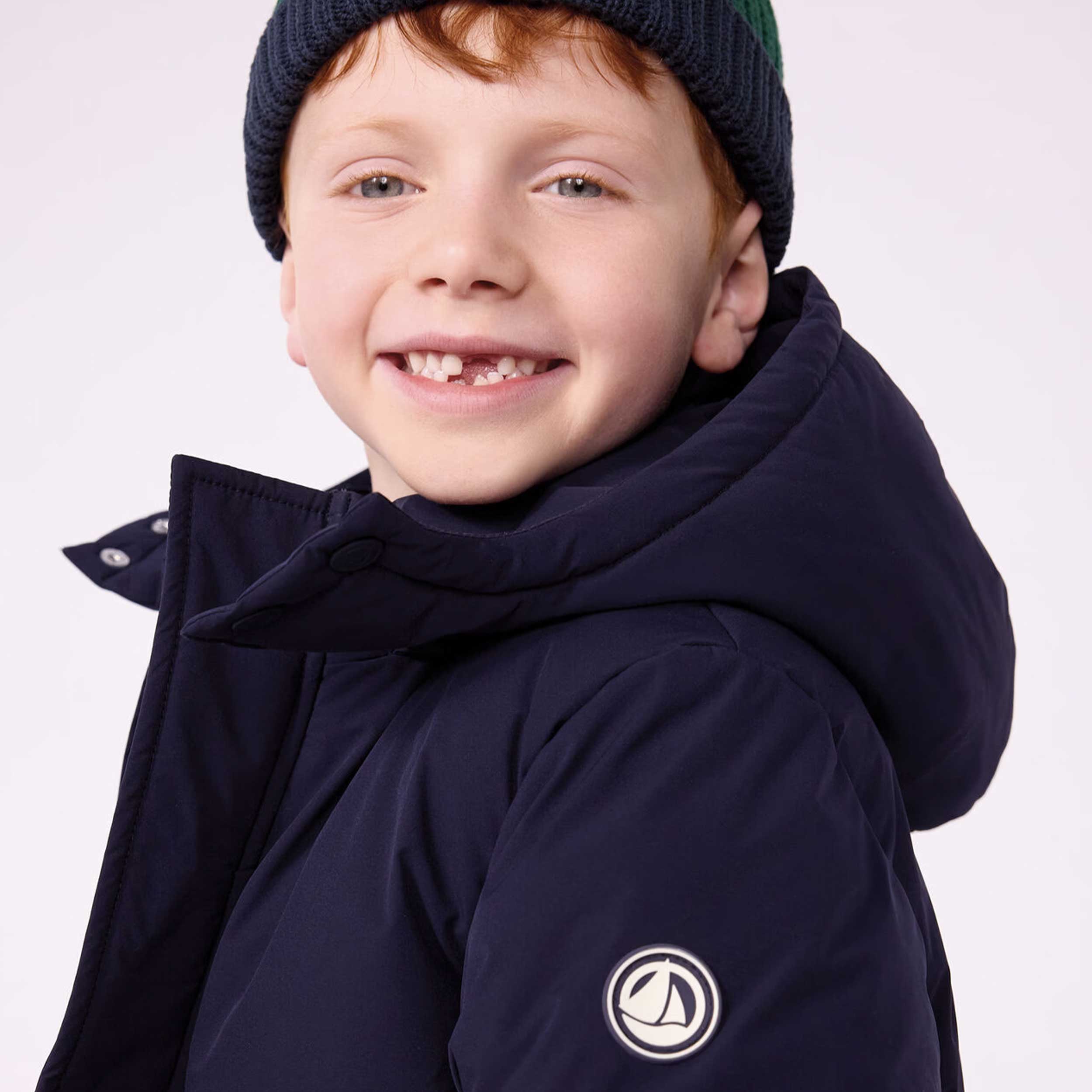 Piumino Verde e Blu con Cappuccio Removibile by PETIT BATEAU