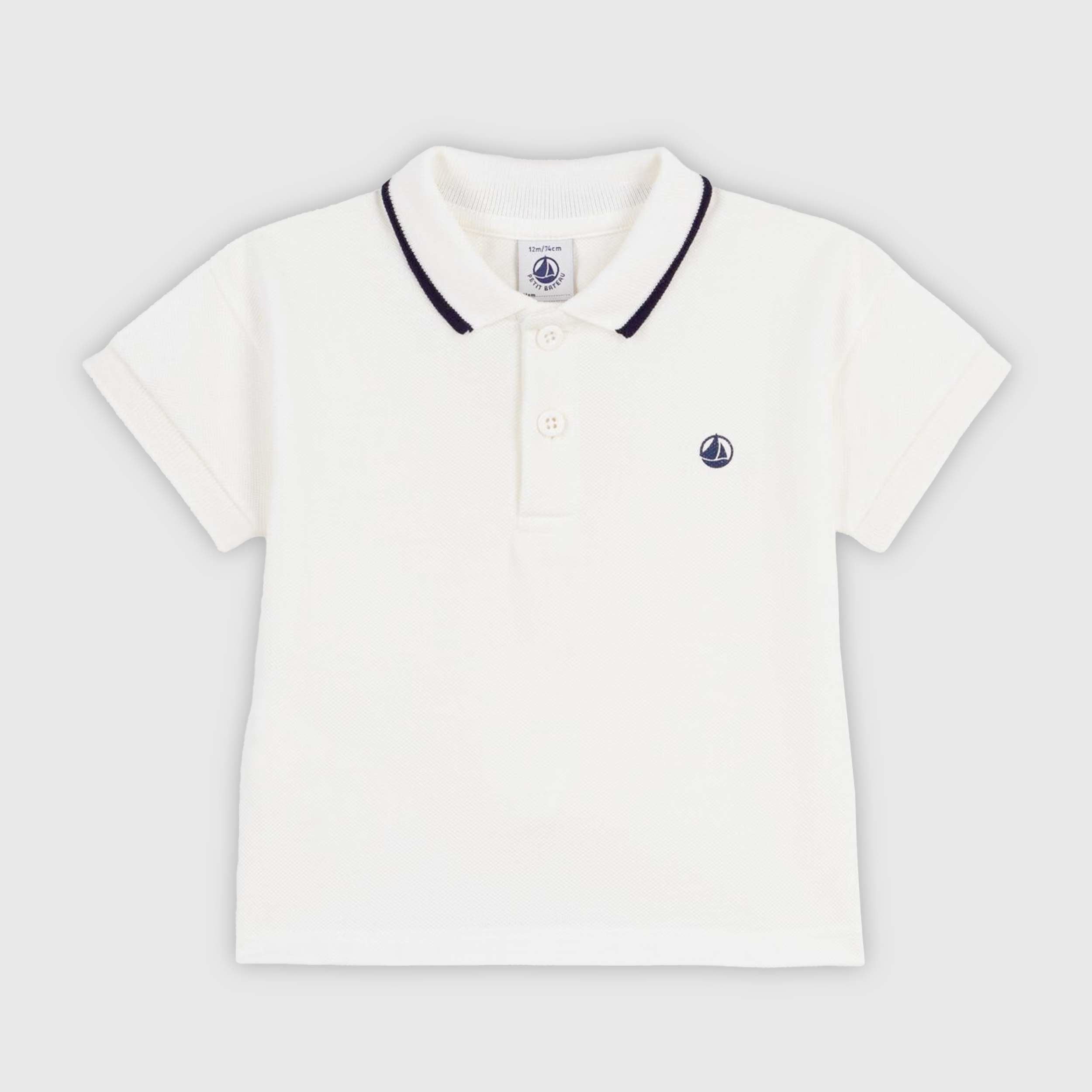Polo Bianca a Maniche Corte con Logo Firmata PETIT BATEAU