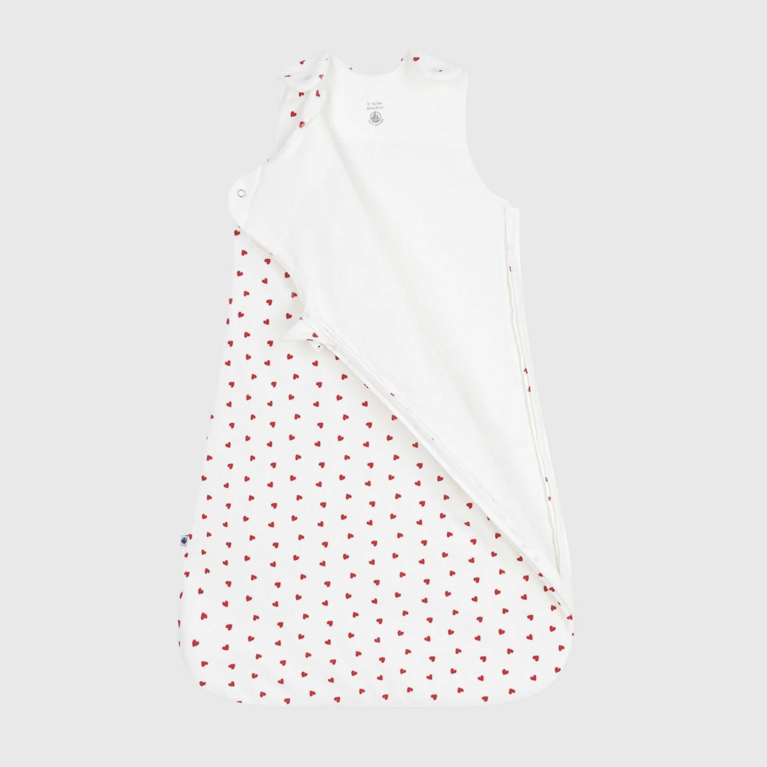 White and Red Nanna Bag with Hearts By PETIT BATEAU