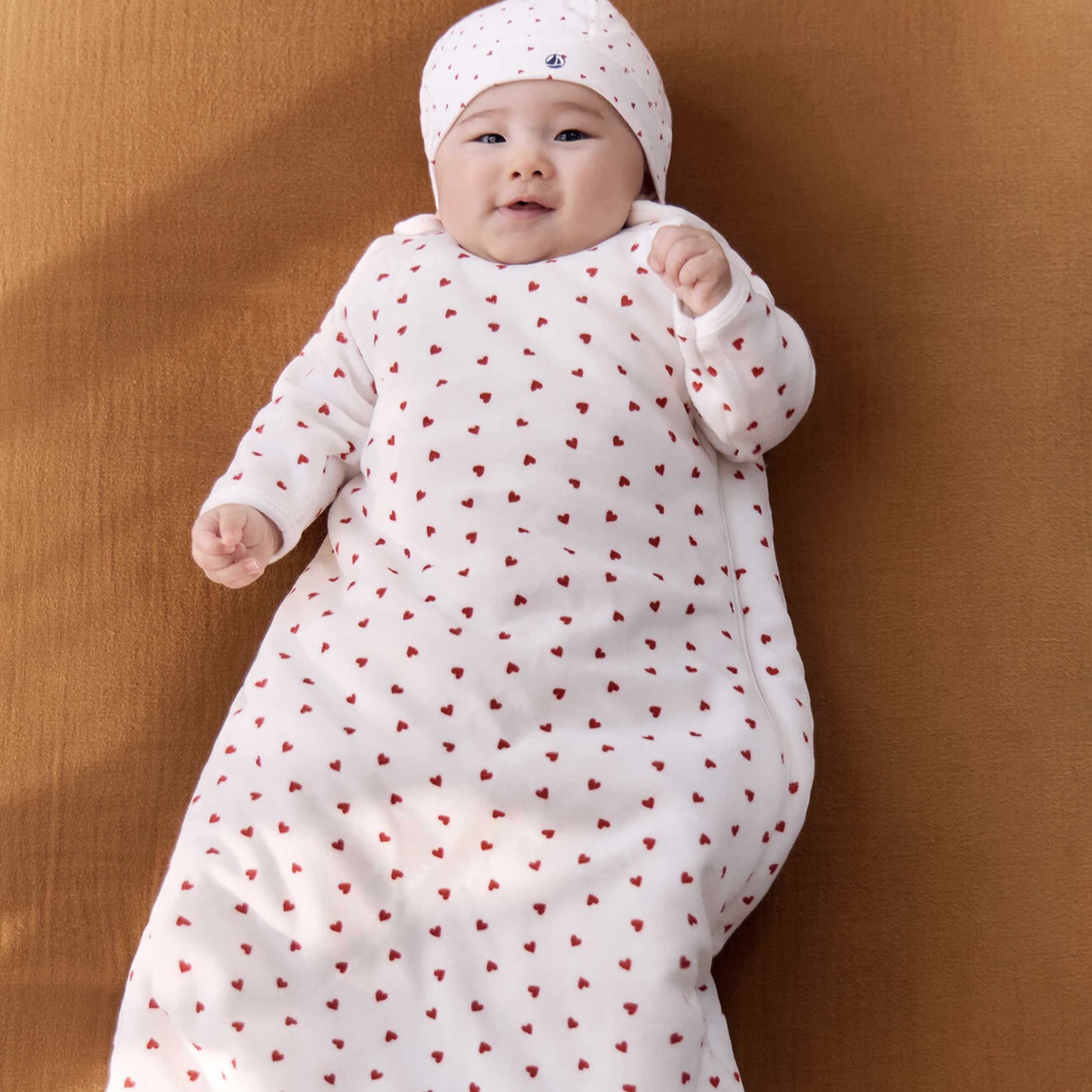 White and Red Nanna Bag with Hearts By PETIT BATEAU