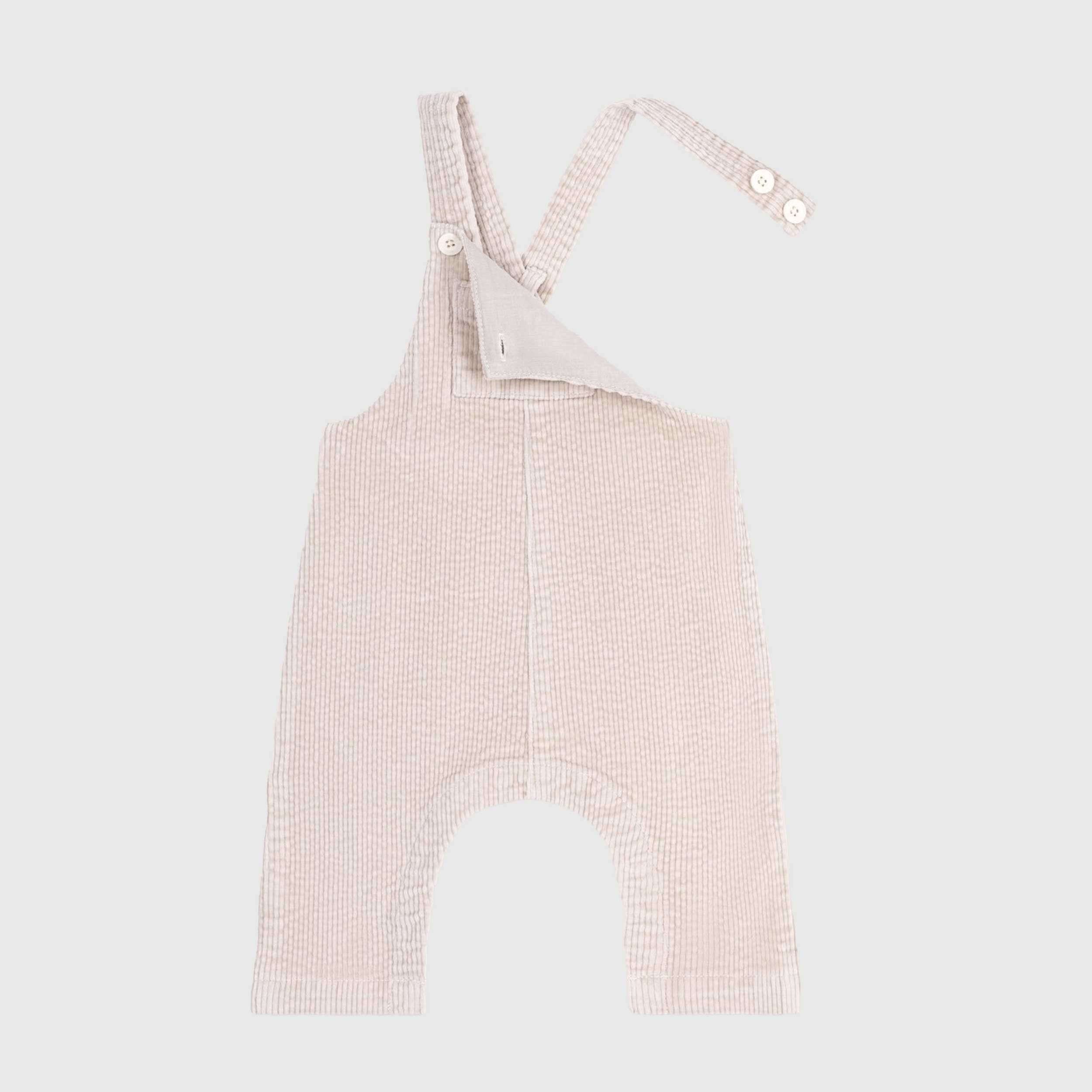 Salopette Beige a Coste in Cotone per Neonato by PETIT BATEAU