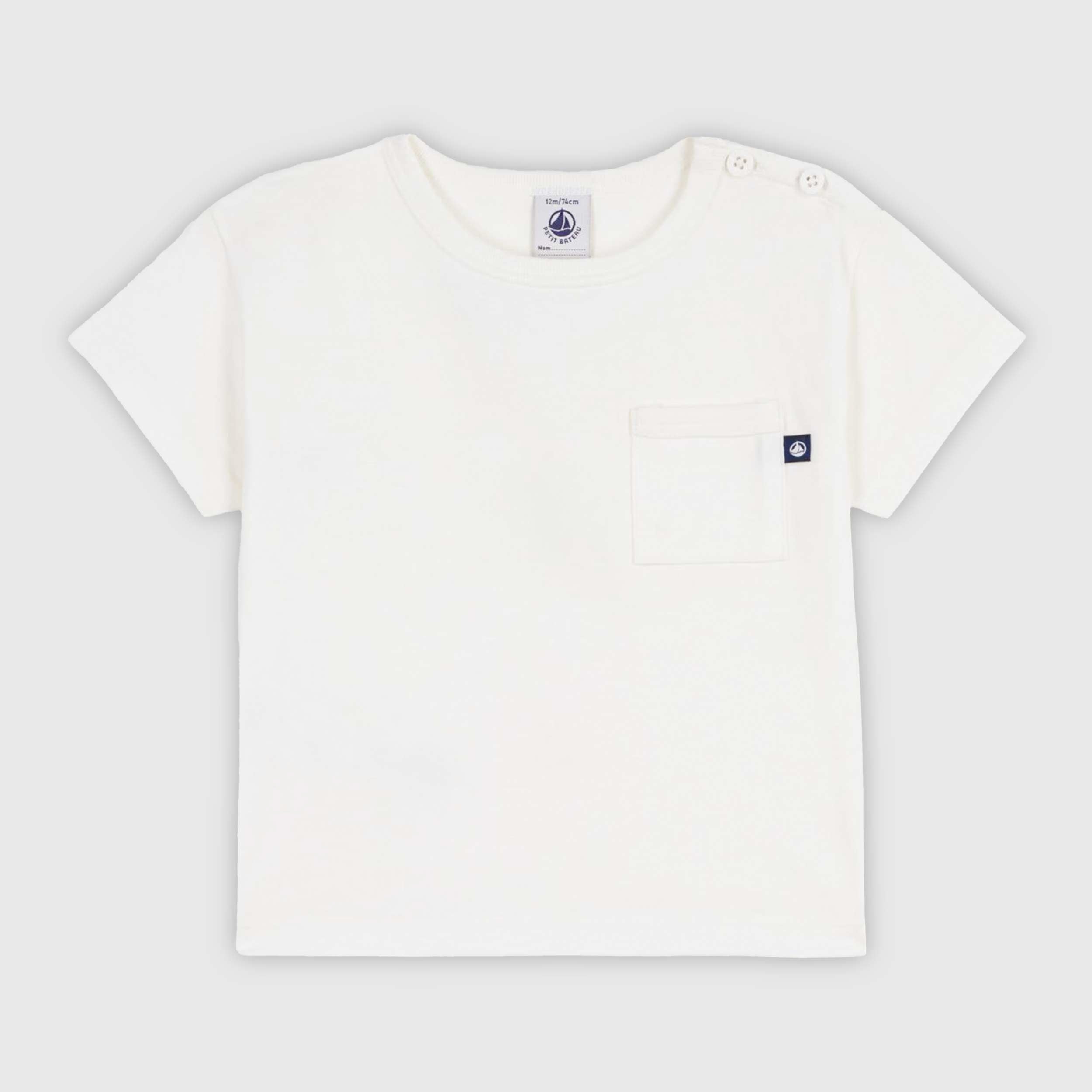 T-shirt Manica Corta con Bottoni sulle Spalle Firmata PETIT BATEAU