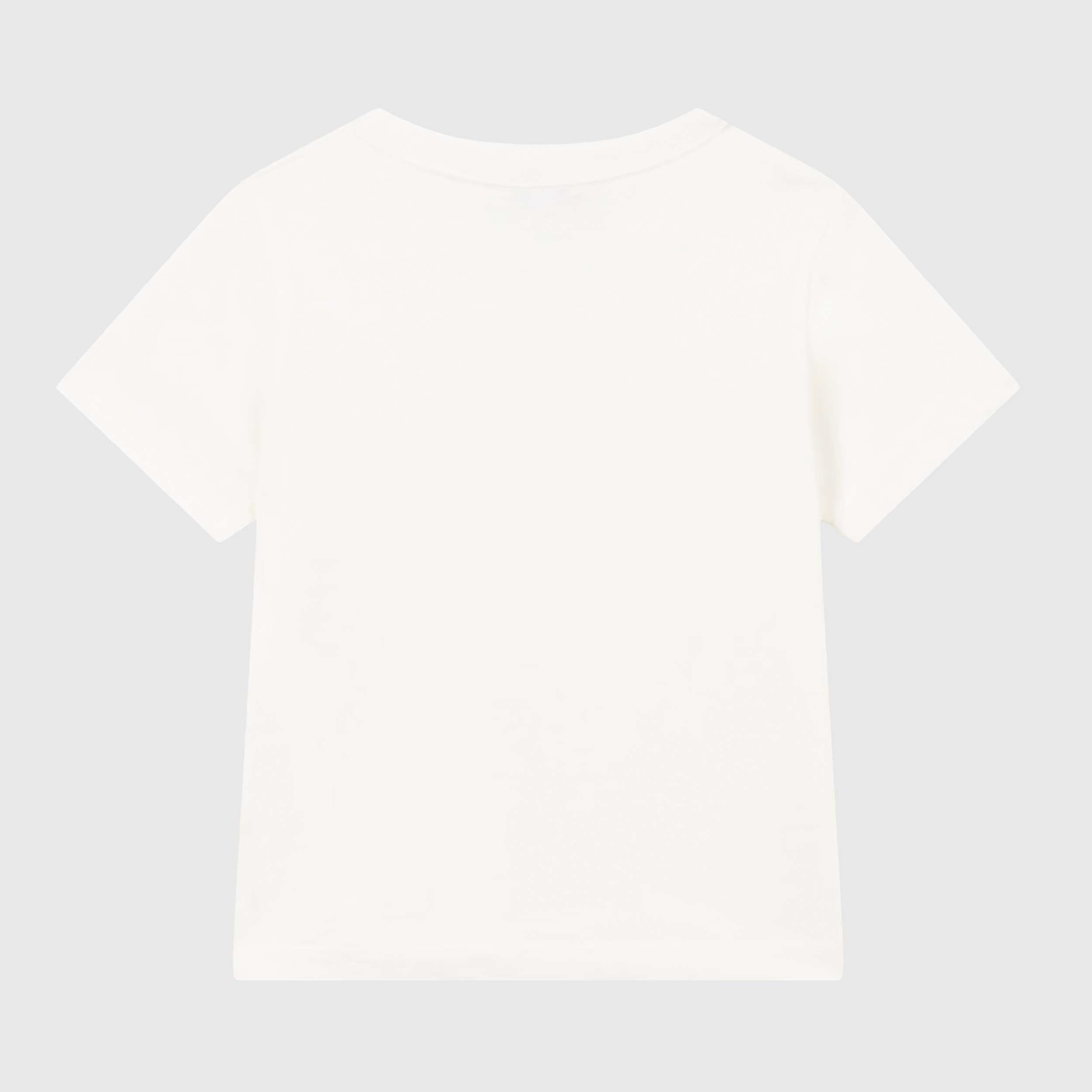 T-shirt Bianca Tinta Unita con Logo Firmata PETIT BATEAU