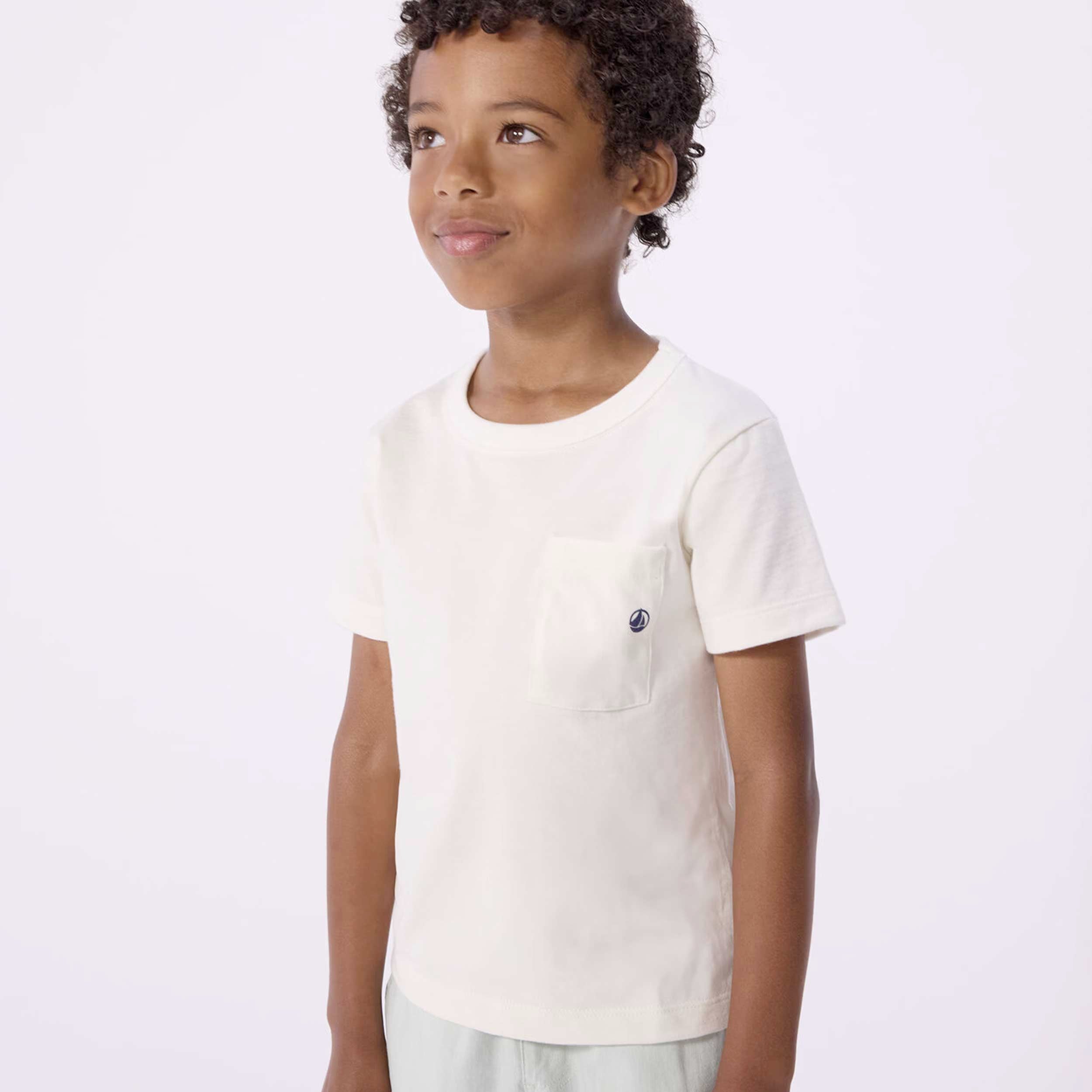 PETIT BATEAU Solid White T-Shirt with Logo