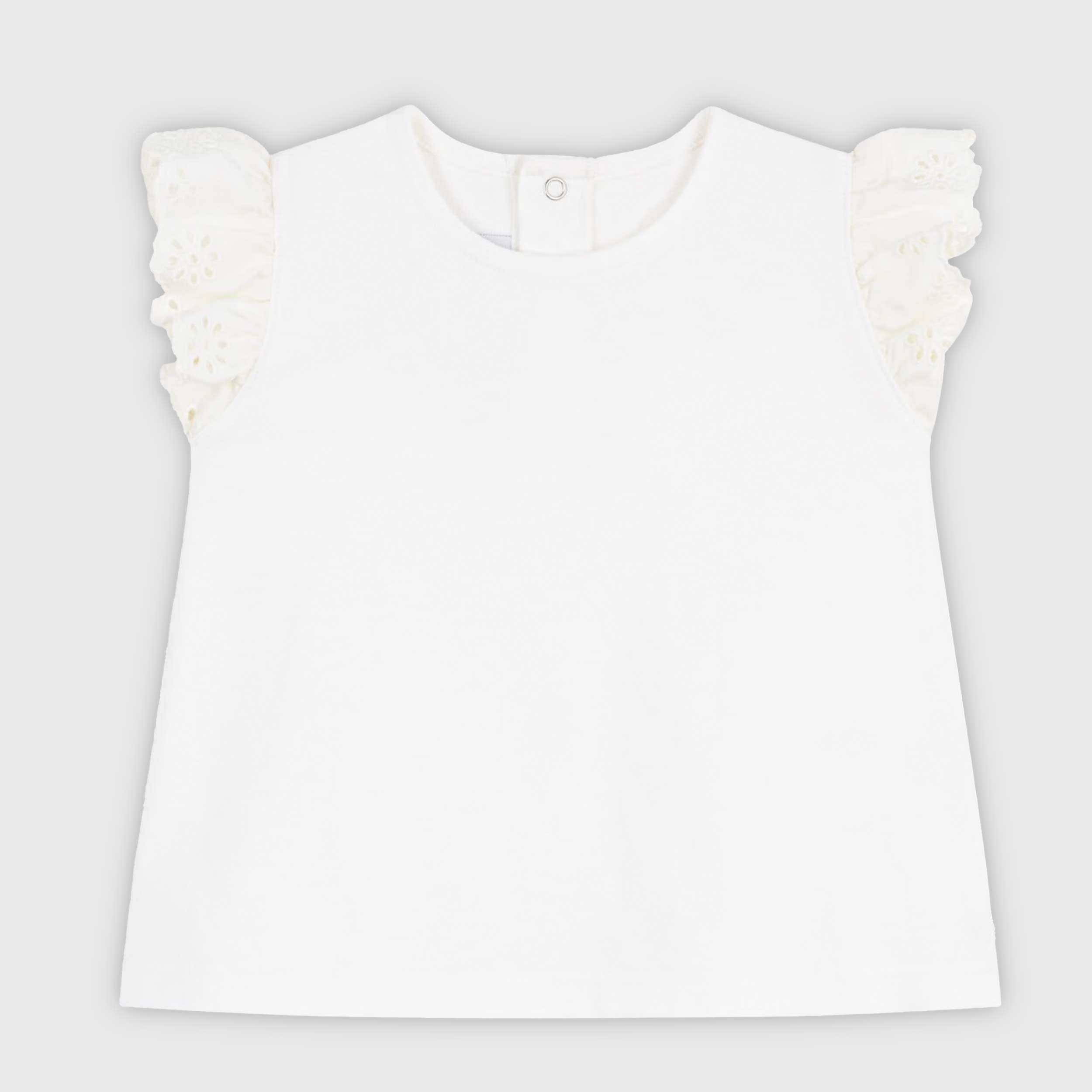 T-shirt in Cotone con Ricamo sulle Maniche Firmata MOLO