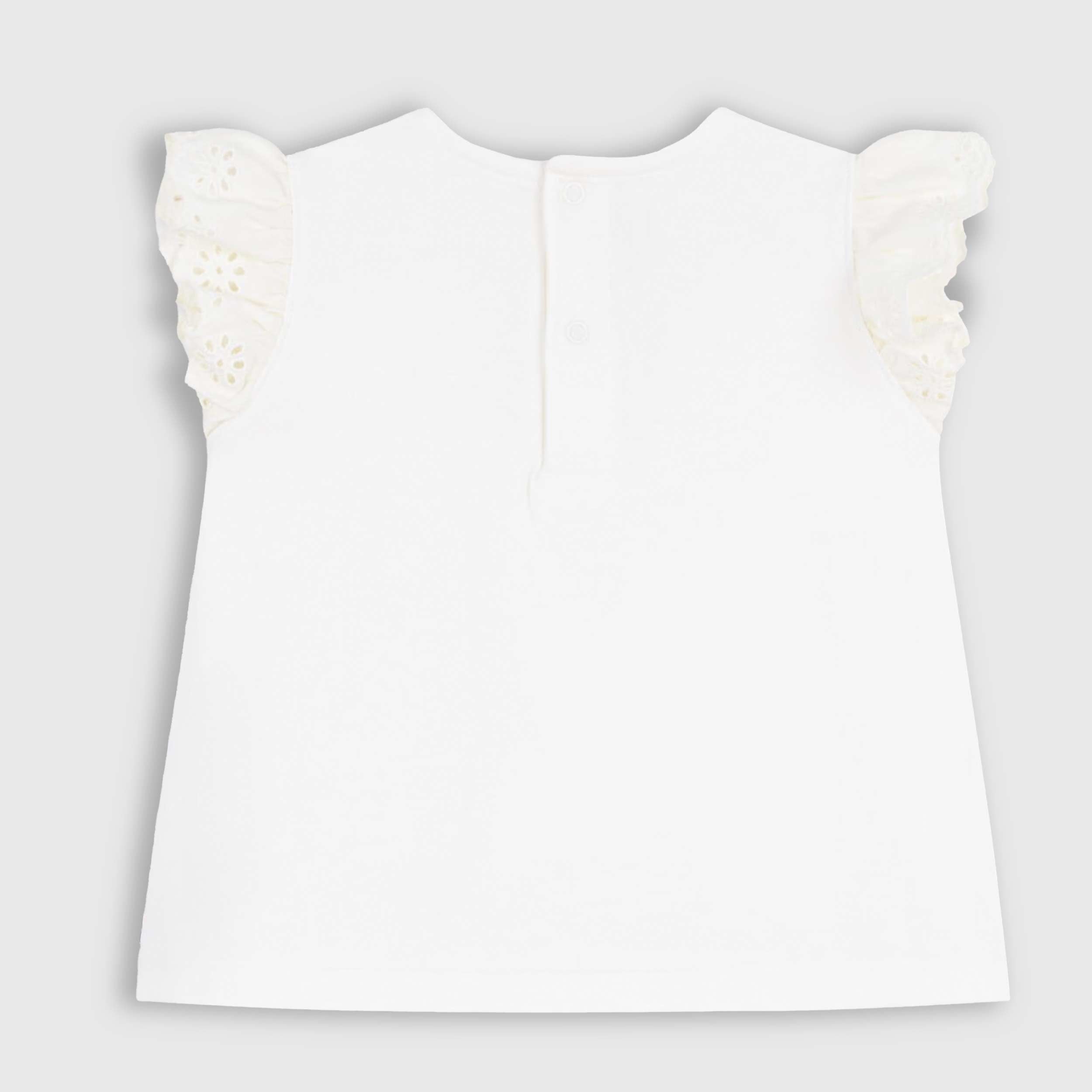 T-shirt in Cotone con Ricamo sulle Maniche Firmata MOLO