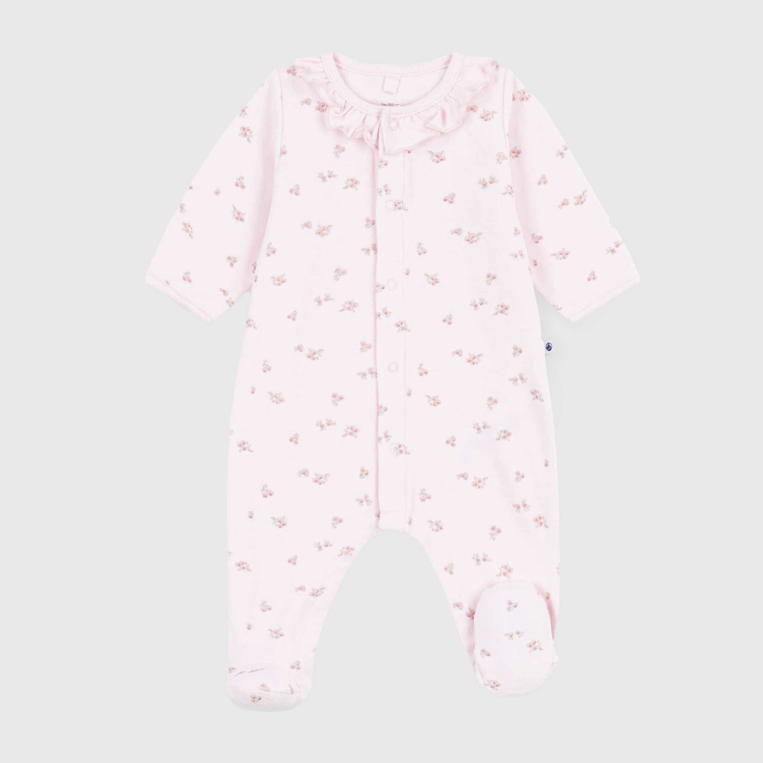 Pink Chenille onesie with Baby print By PETIT BATEAU