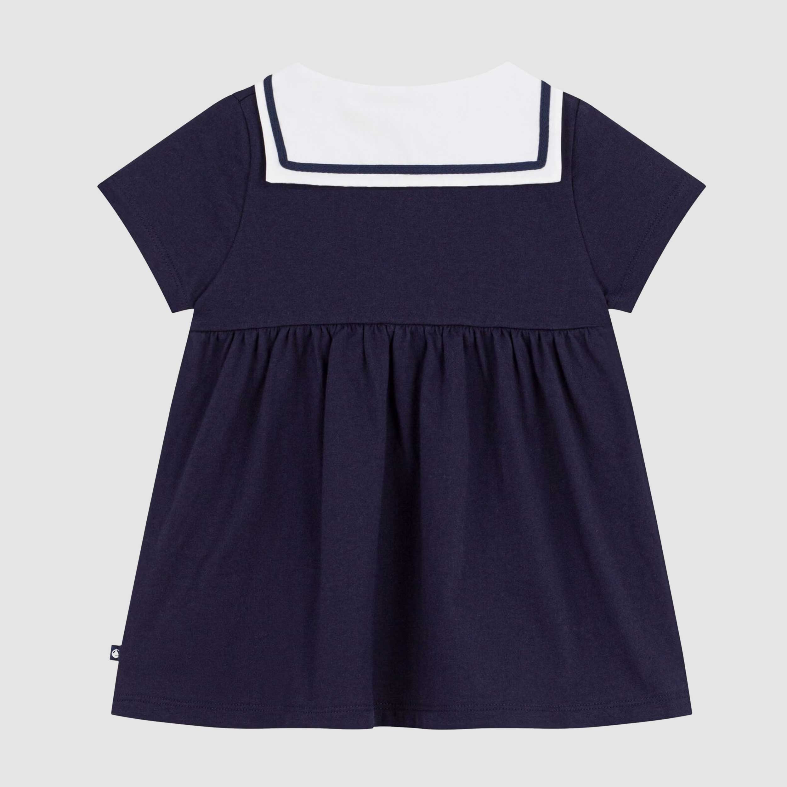 Abito Blu a Maniche Corte in Cotone Firmato PETIT BATEAU