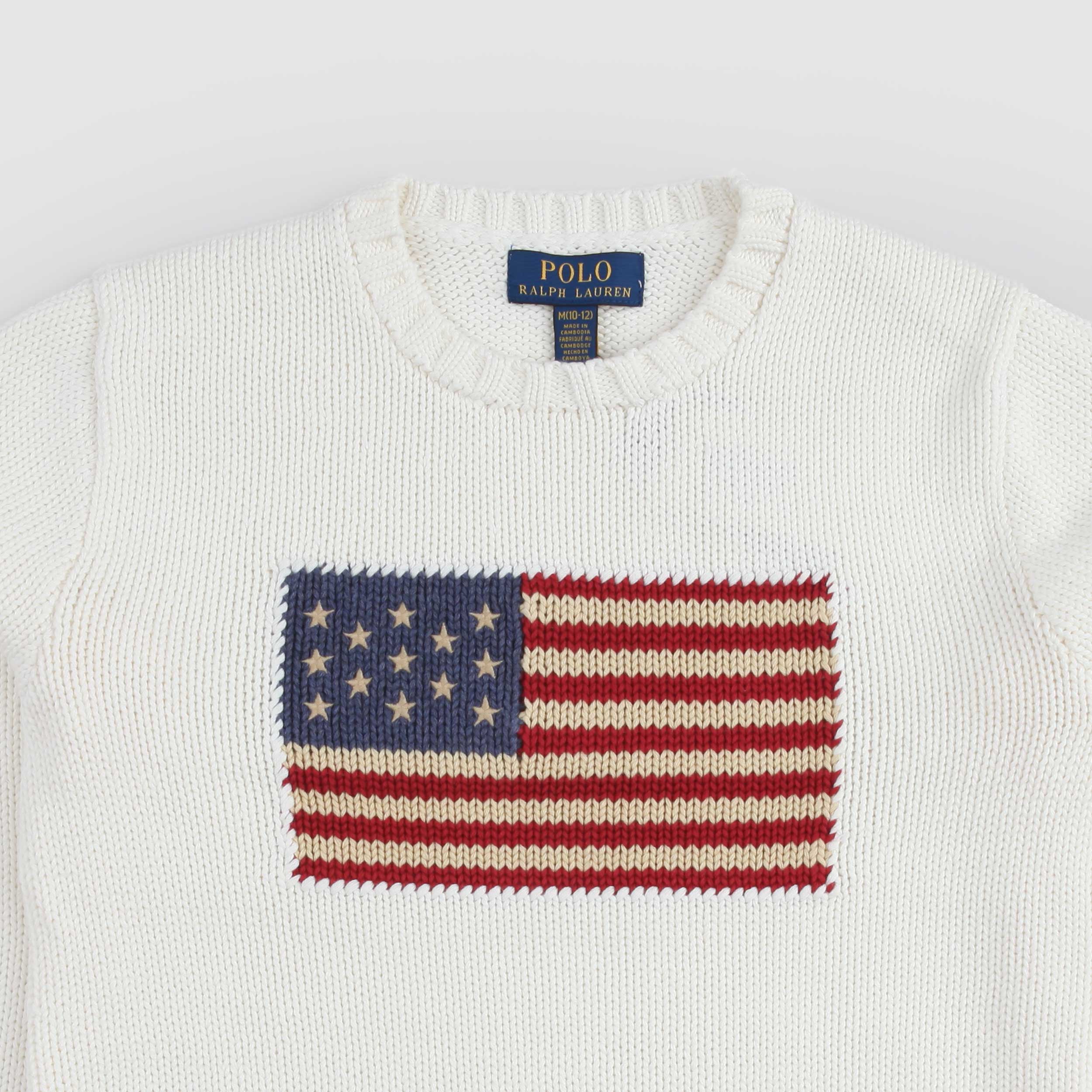 RALPH LAUREN American Flag Latte Sweater