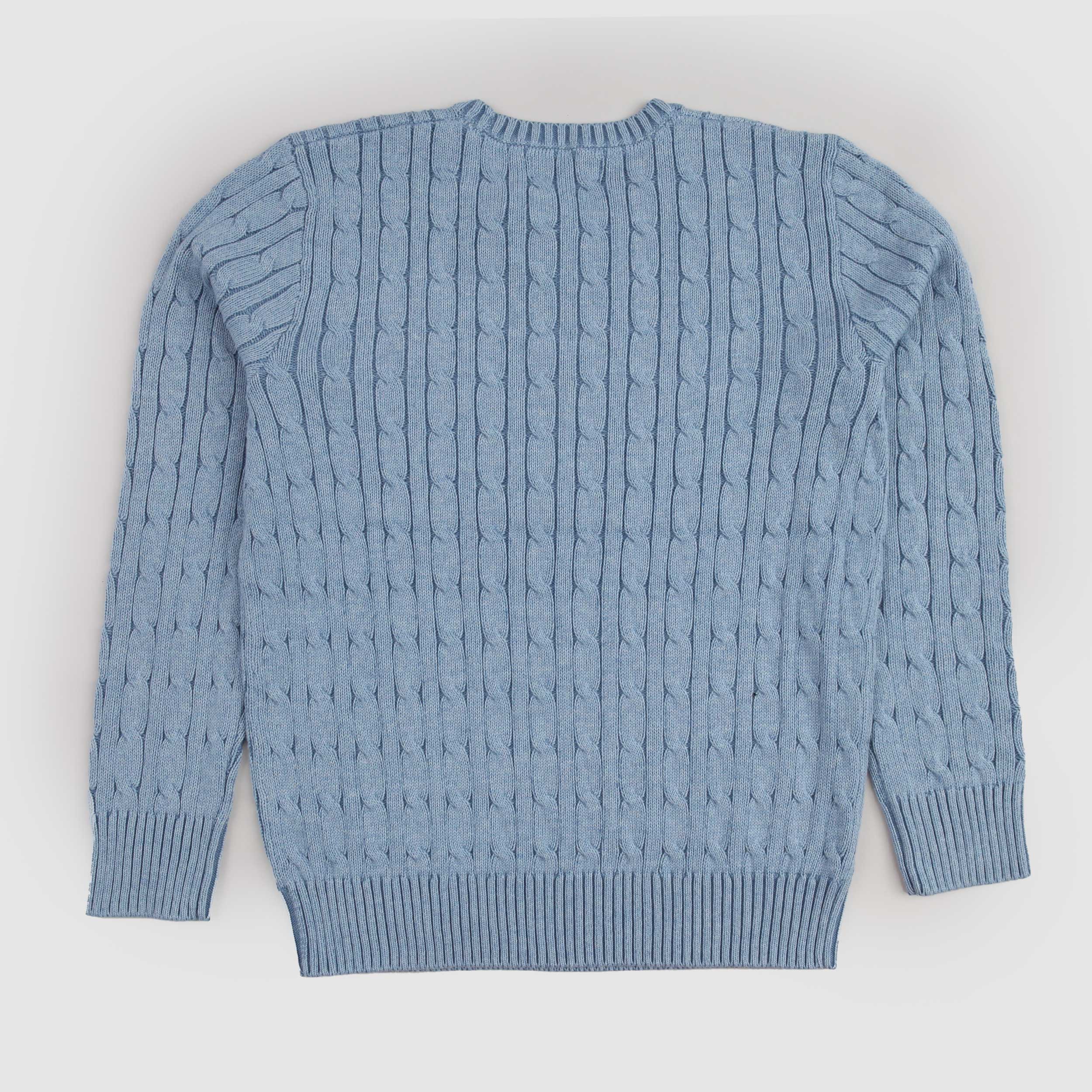 Maglioncino Celeste con Lavorazione a Trecce Firmato RALPH LAUREN