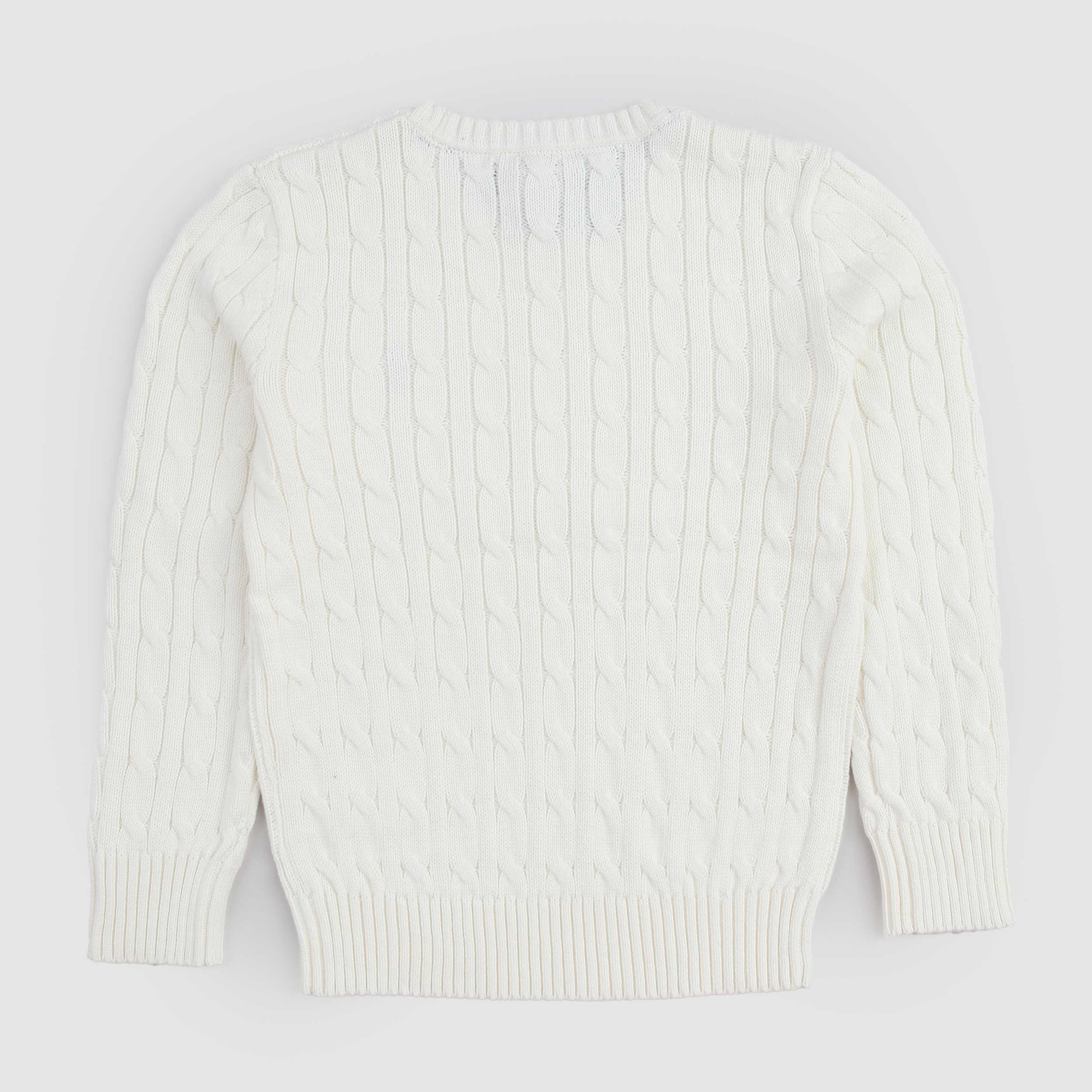 Maglioncino Latte Girocollo Blu con Logo Firmato RALPH LAUREN