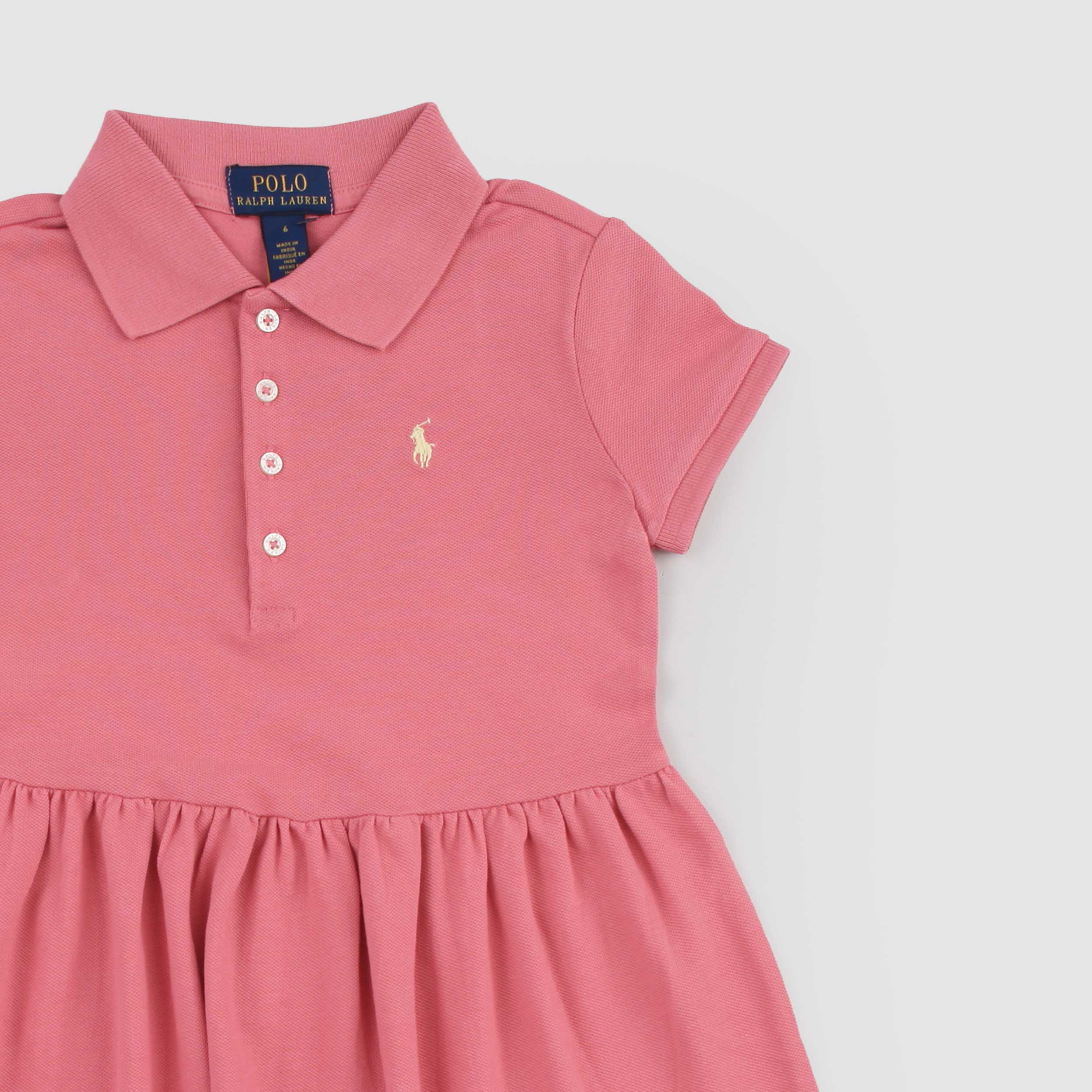 Abito Salmone con Logo Ricamato Firmato RALPH LAUREN