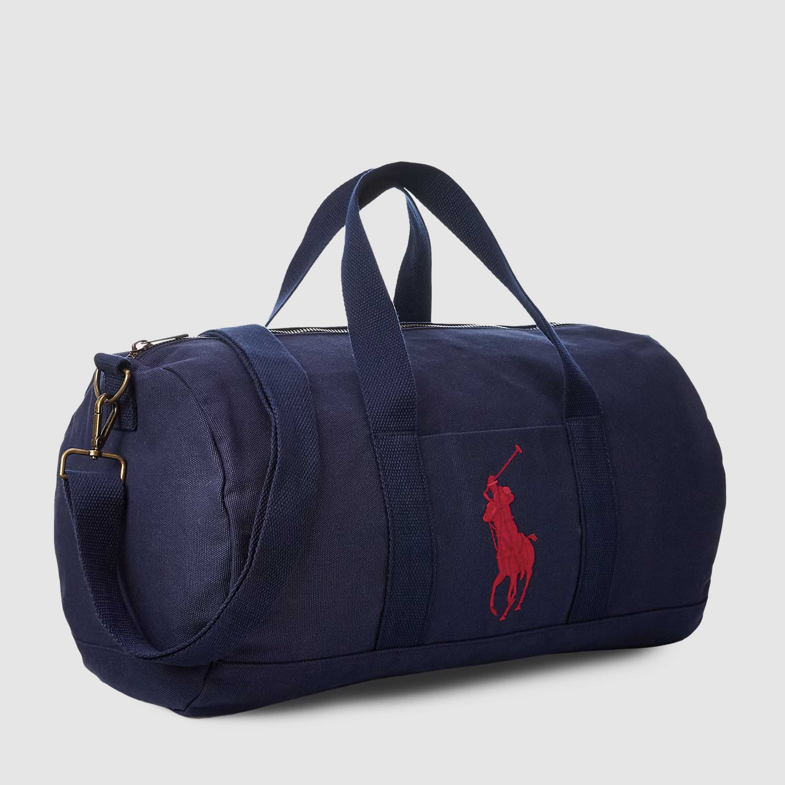 Borsone Blu con Logo Ricamato Rosso Firmato RALPH LAUREN