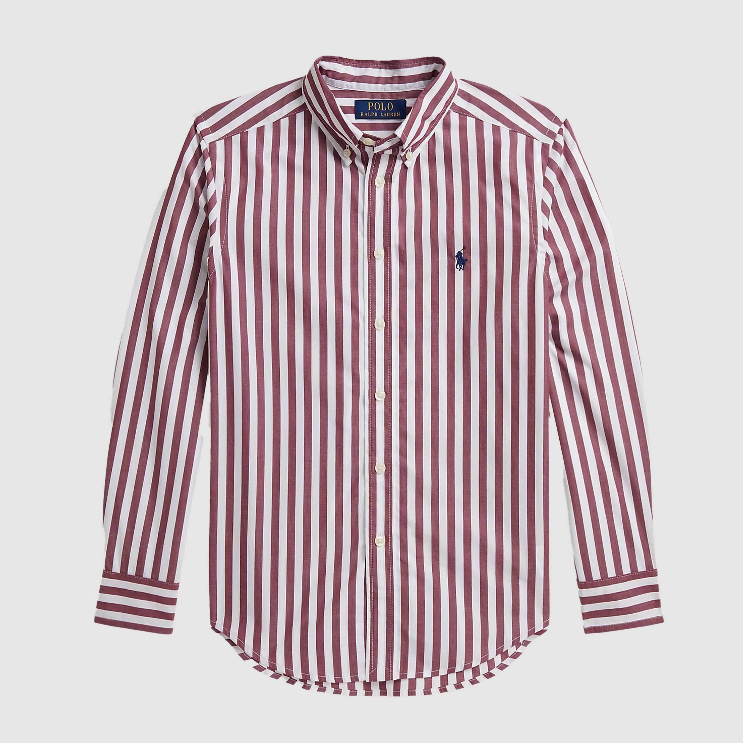Camicia a Righe Bianco e Bordeaux per Ragazzo by RALPH LAUREN